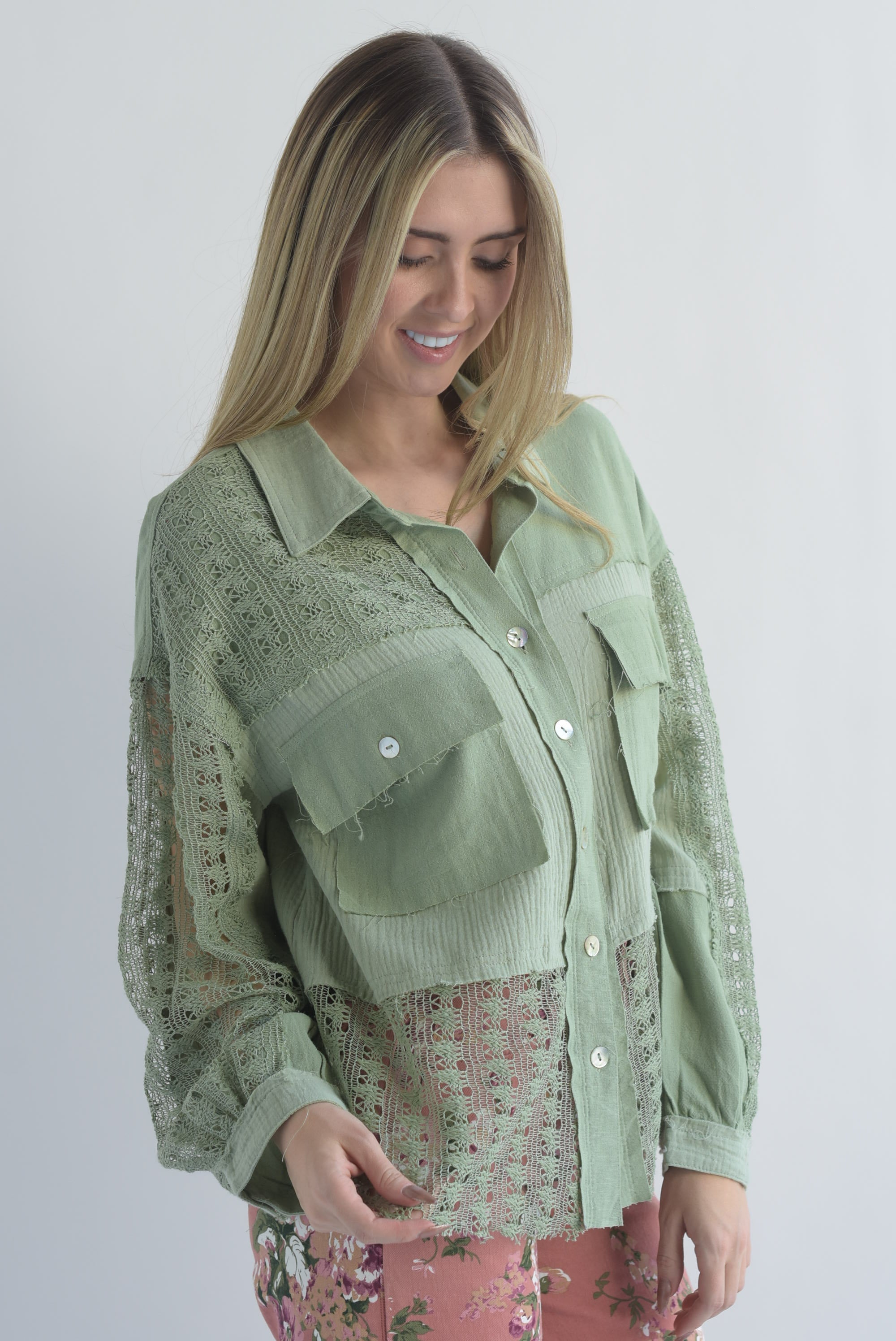 Camisa lino con crochet