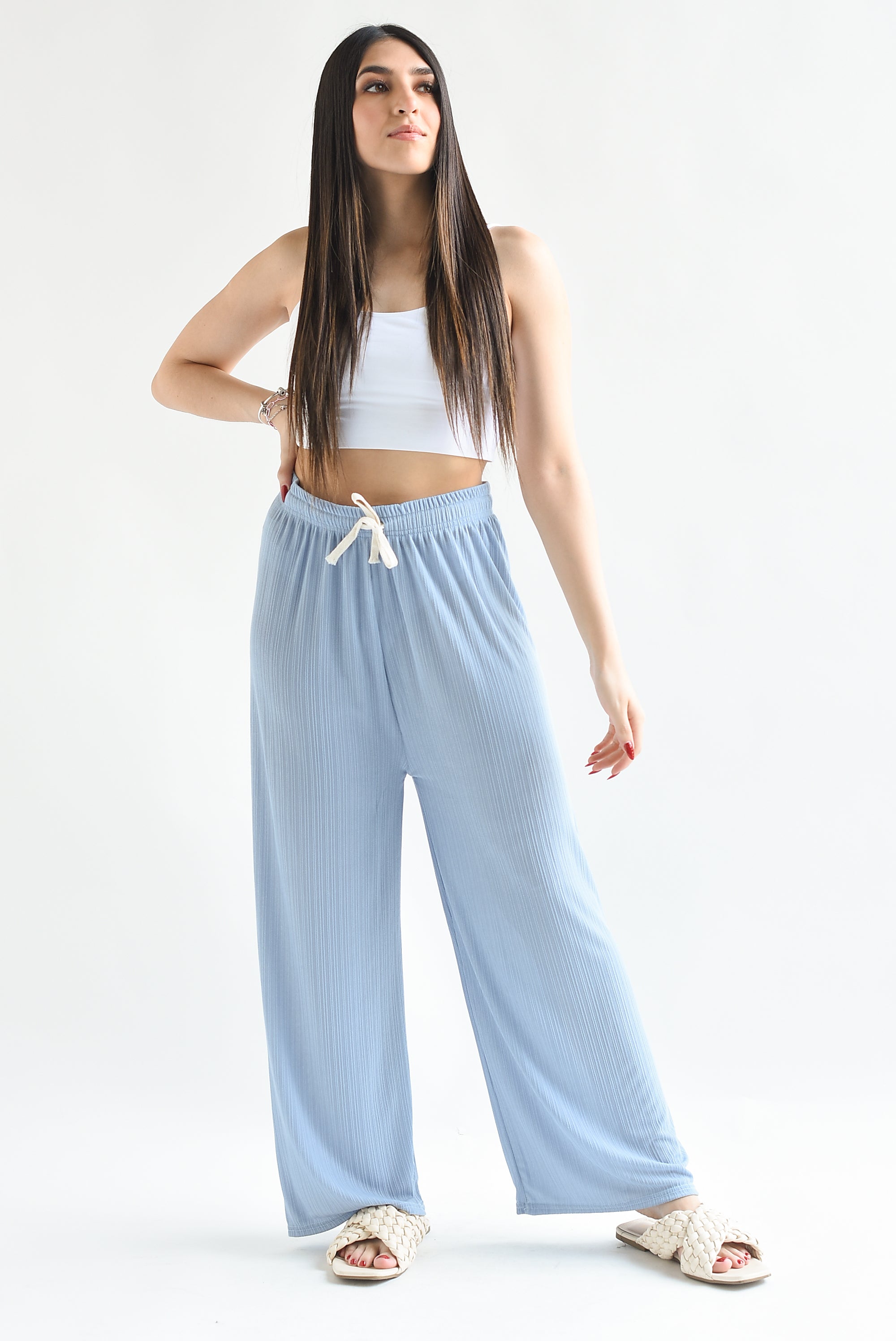 Pantalón textura Azul