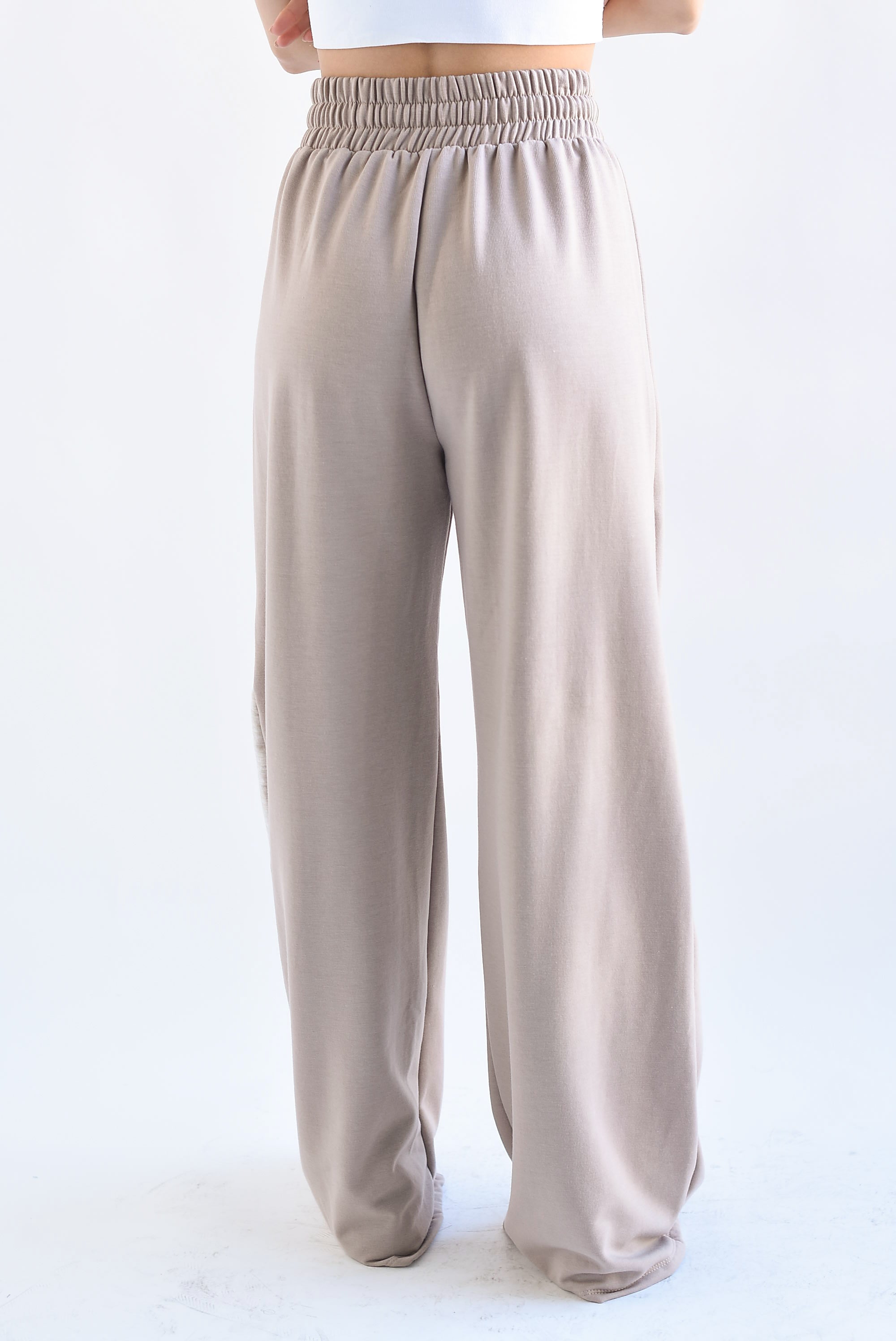 Pantalón wide algodón track Moka