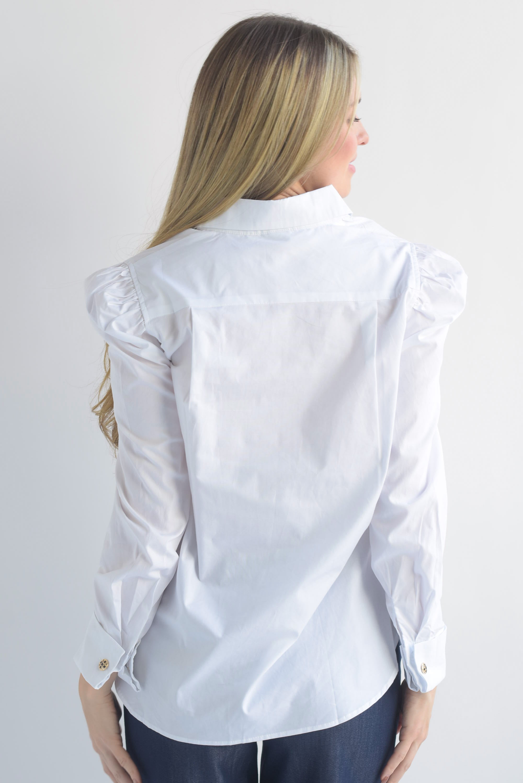 Camisa manga puffy mancuernas