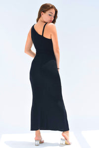 Fashion Styled Vestido de licra con cut-out Negro