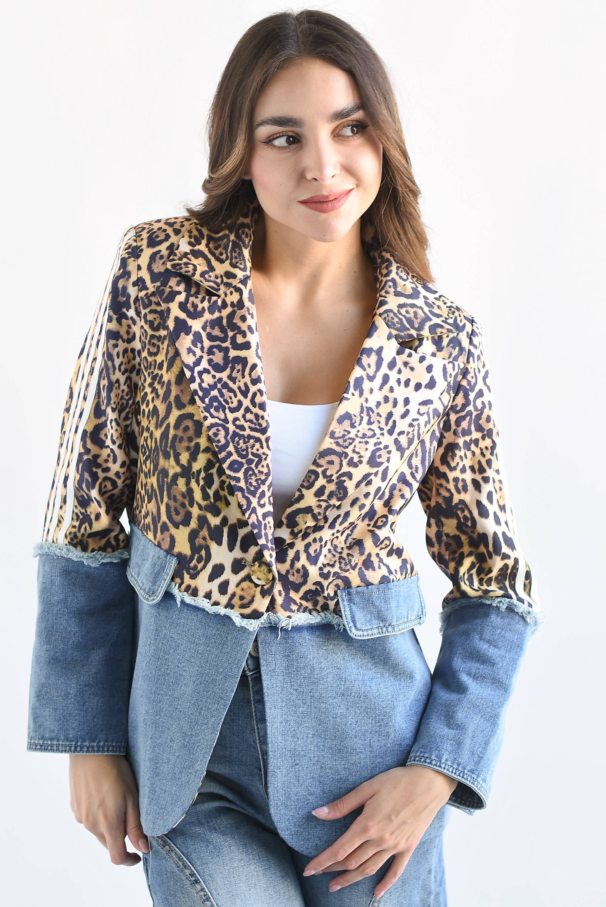 Blazer Denim Leopardo track