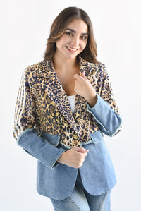 Fashion Styled Blazer Denim Leopardo track