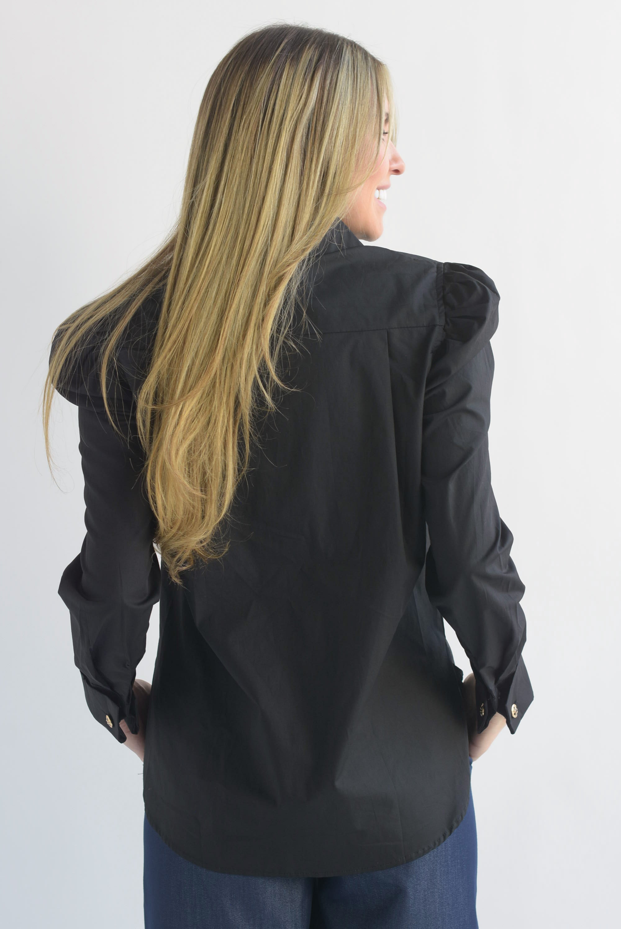 Camisa manga puffy mancuernas