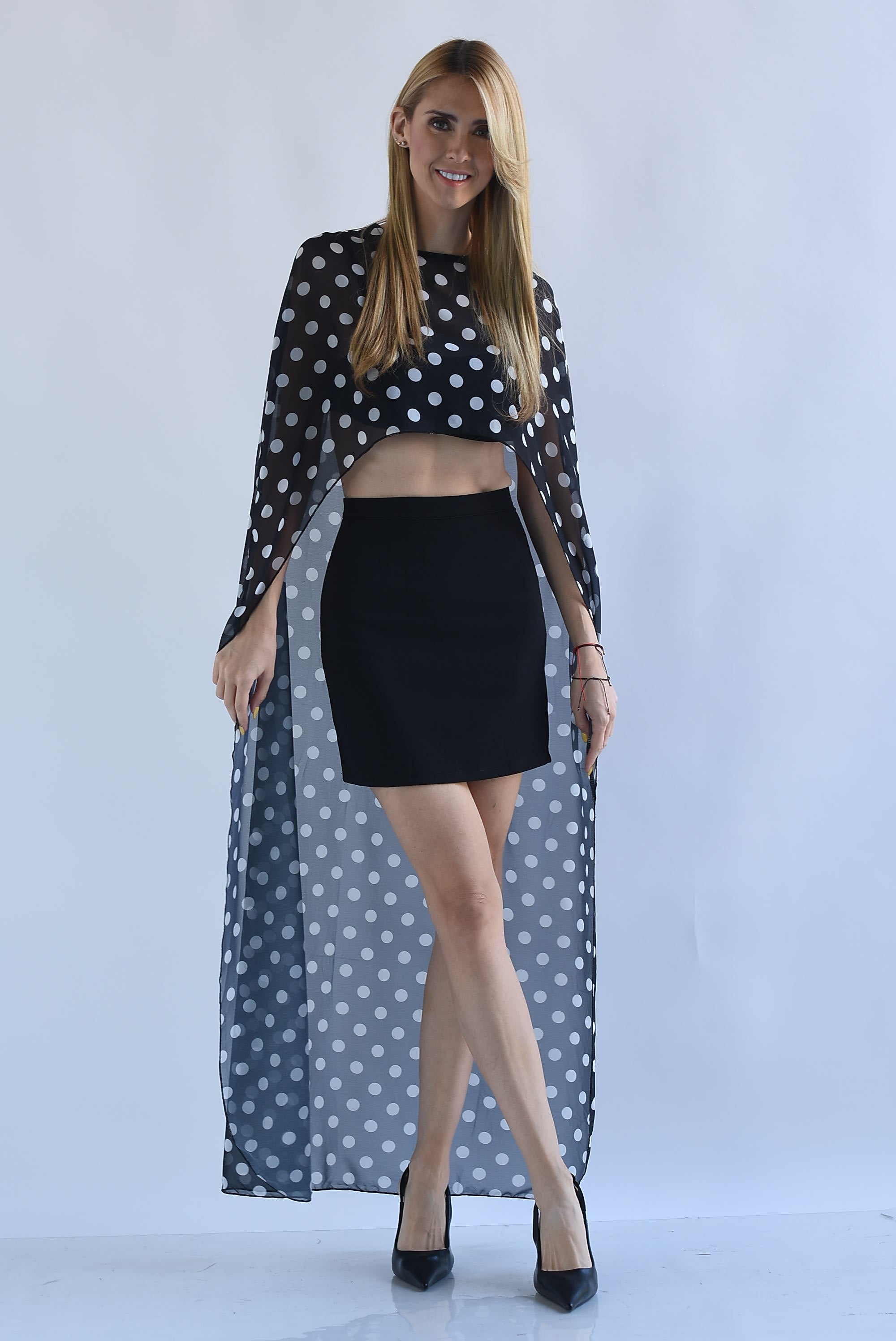 Set Falda, Top y Capa polka dots