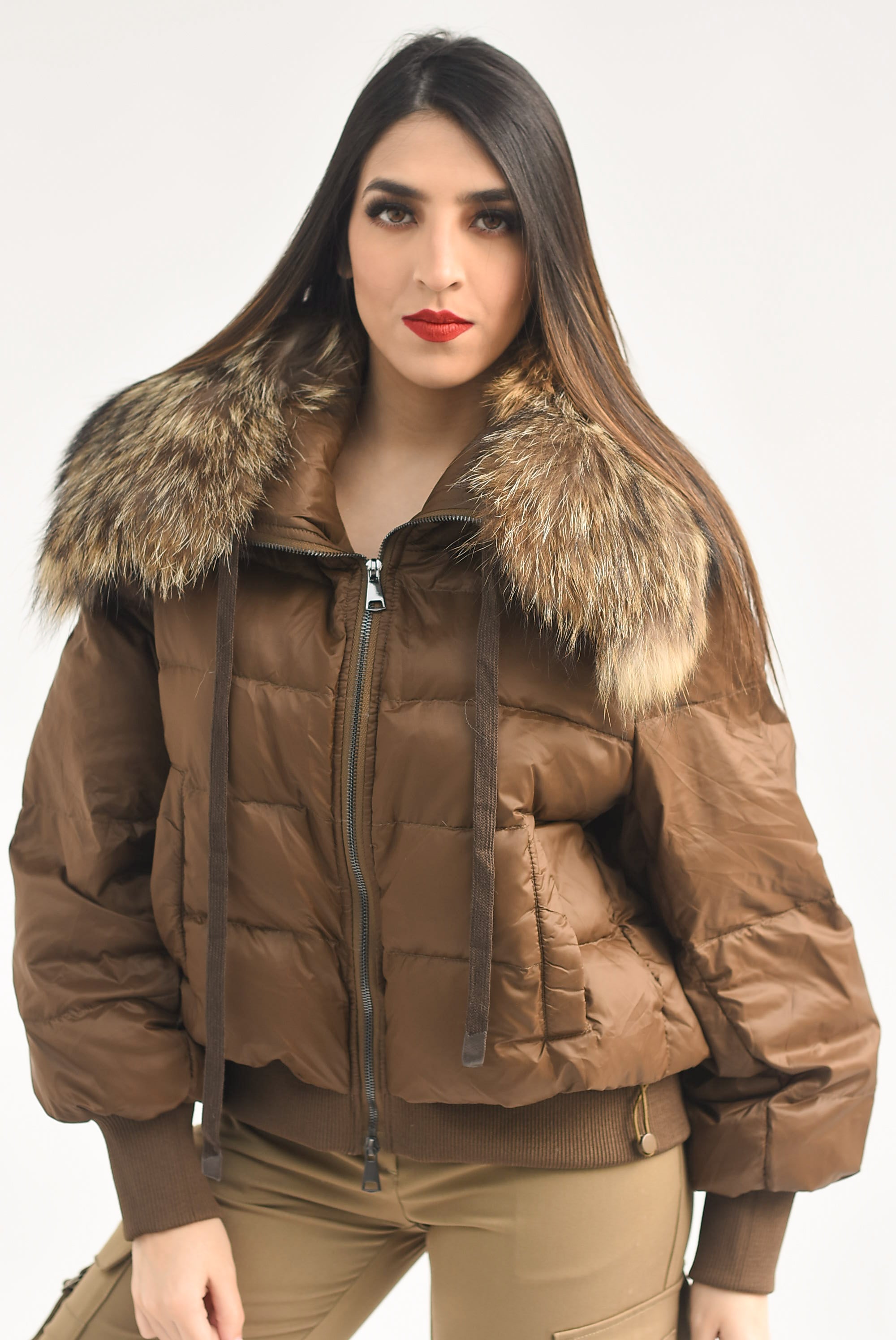 Chamarra puffer Fur Chocolate