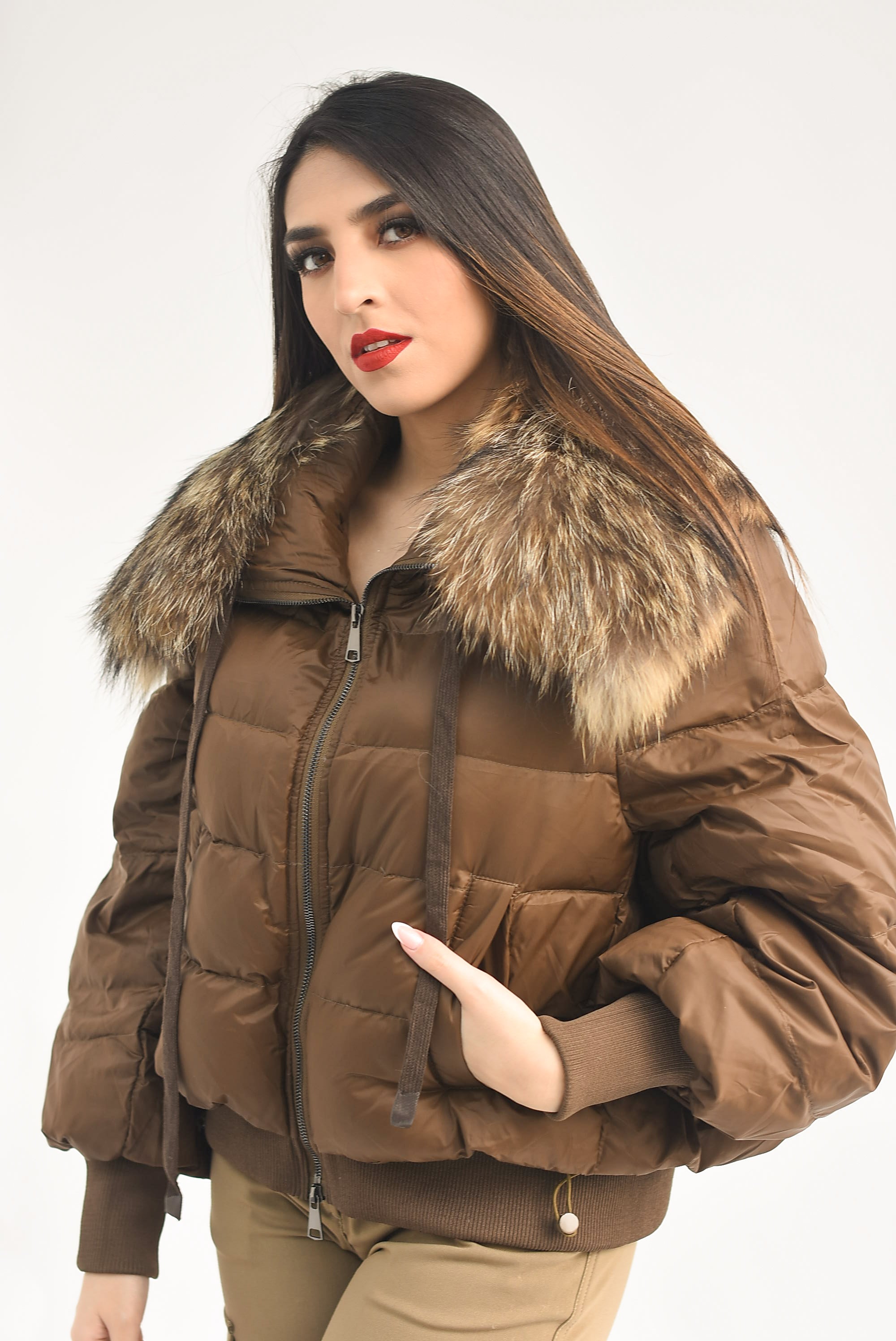 Chamarra puffer Fur Chocolate