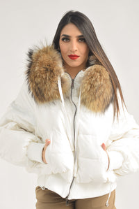 Fashion Styled Chamarra puffer Fur Blanca