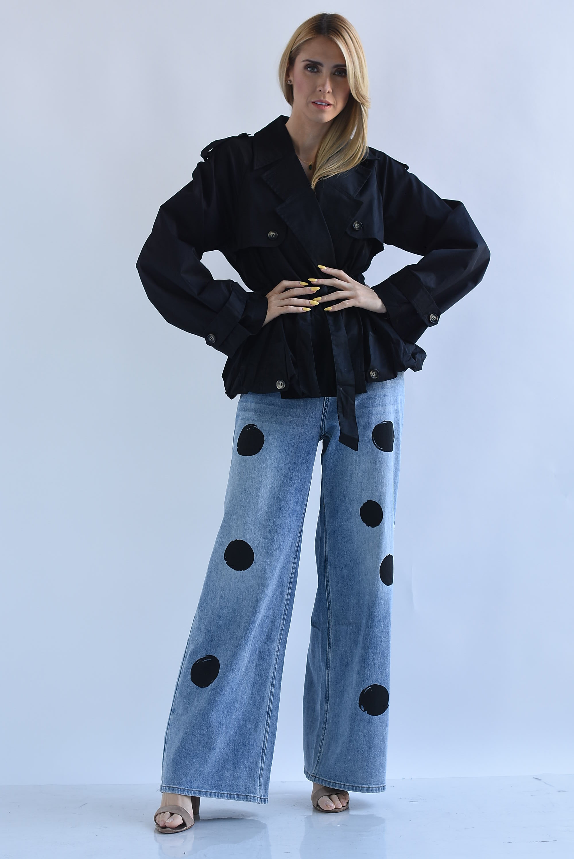 Gabardina peplum globo