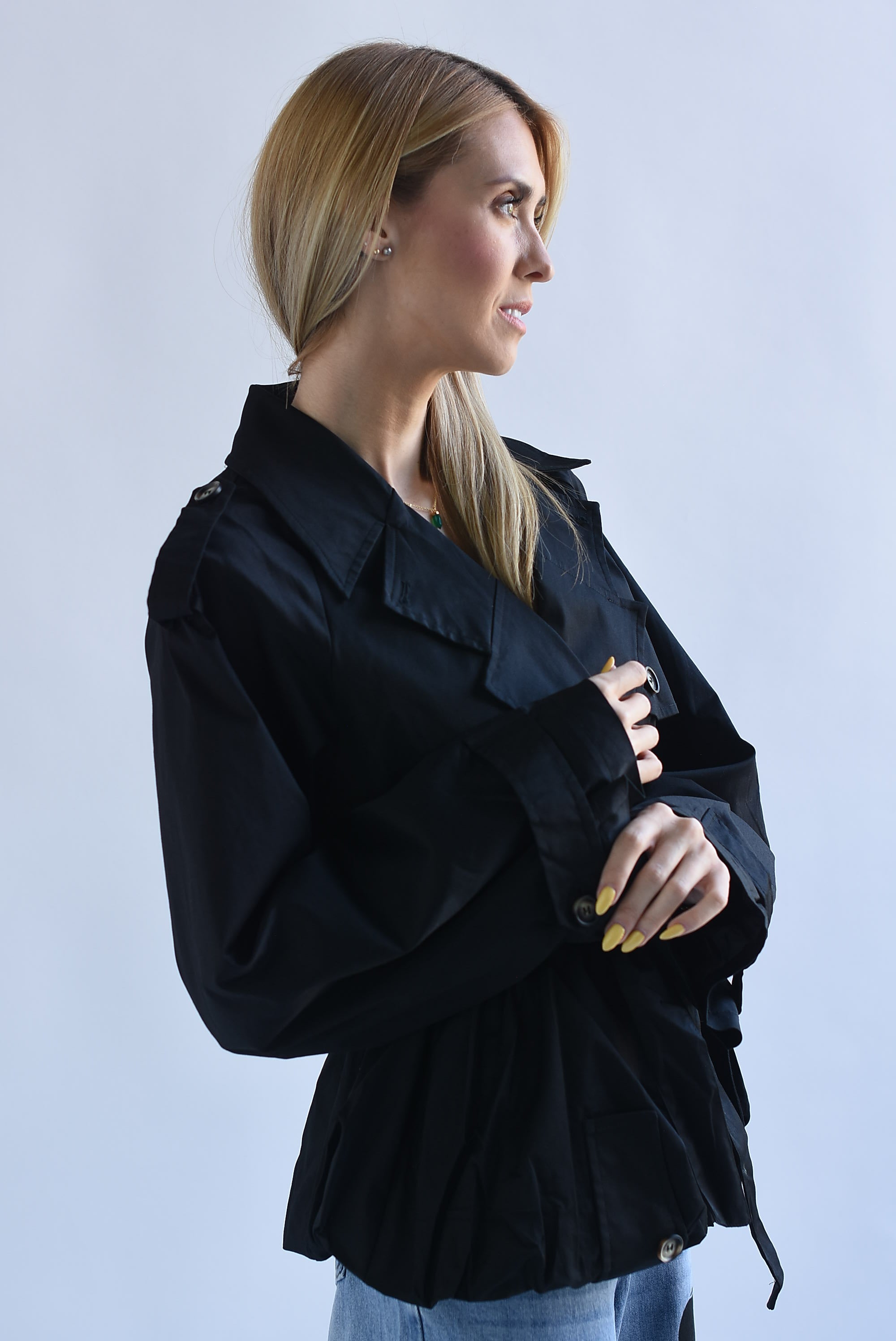 Gabardina peplum globo