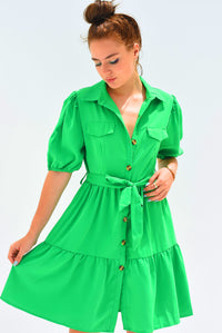 Fashion Styled Vestido camisero corto Verde