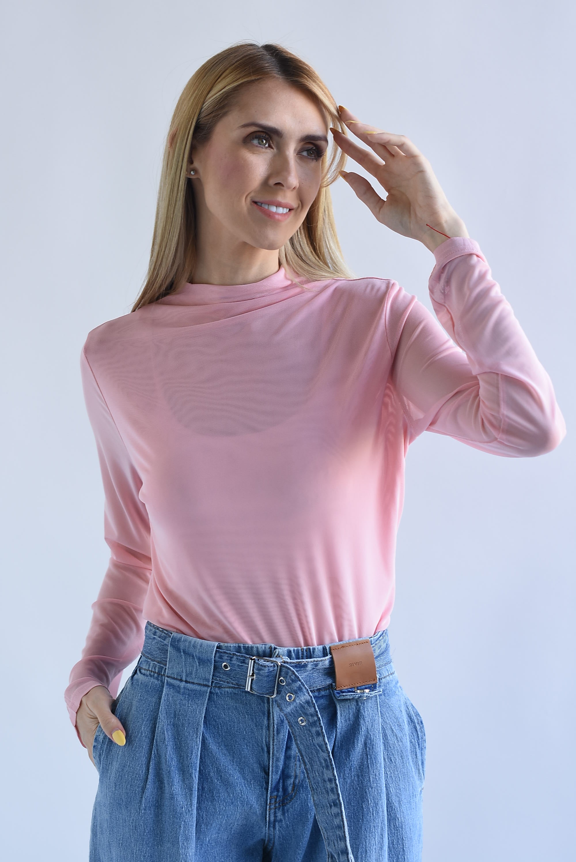Blusa mesh doble manga larga