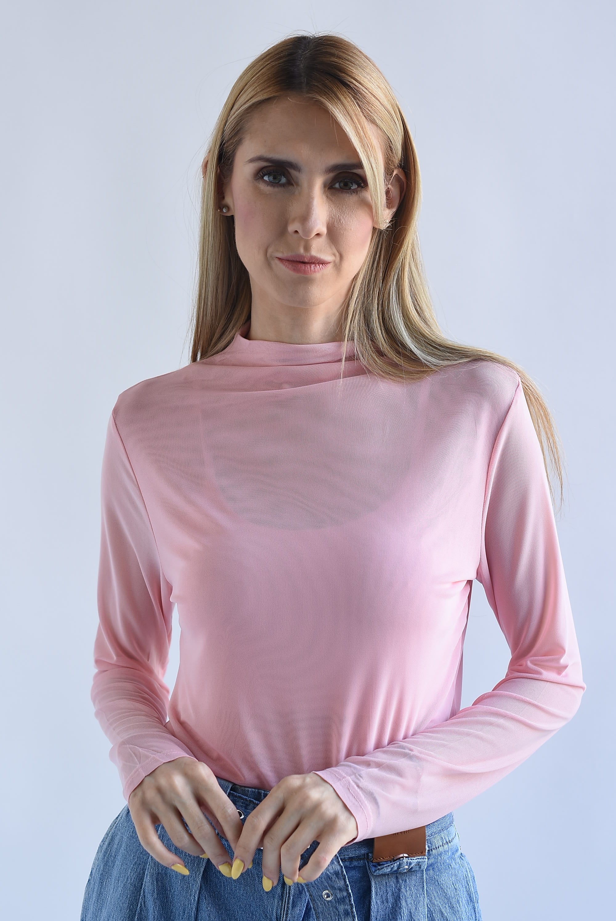 Blusa mesh doble manga larga
