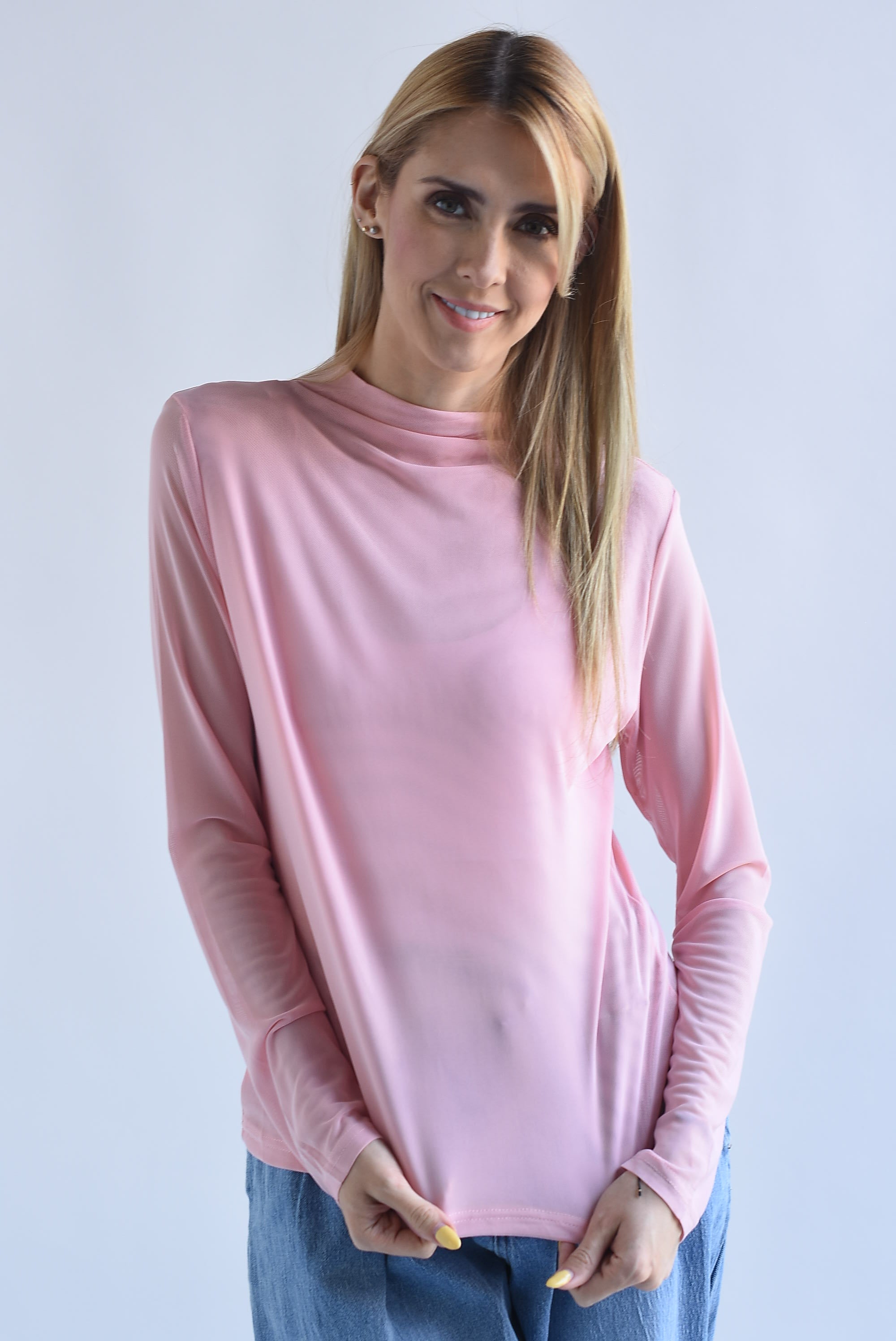 Blusa mesh doble manga larga