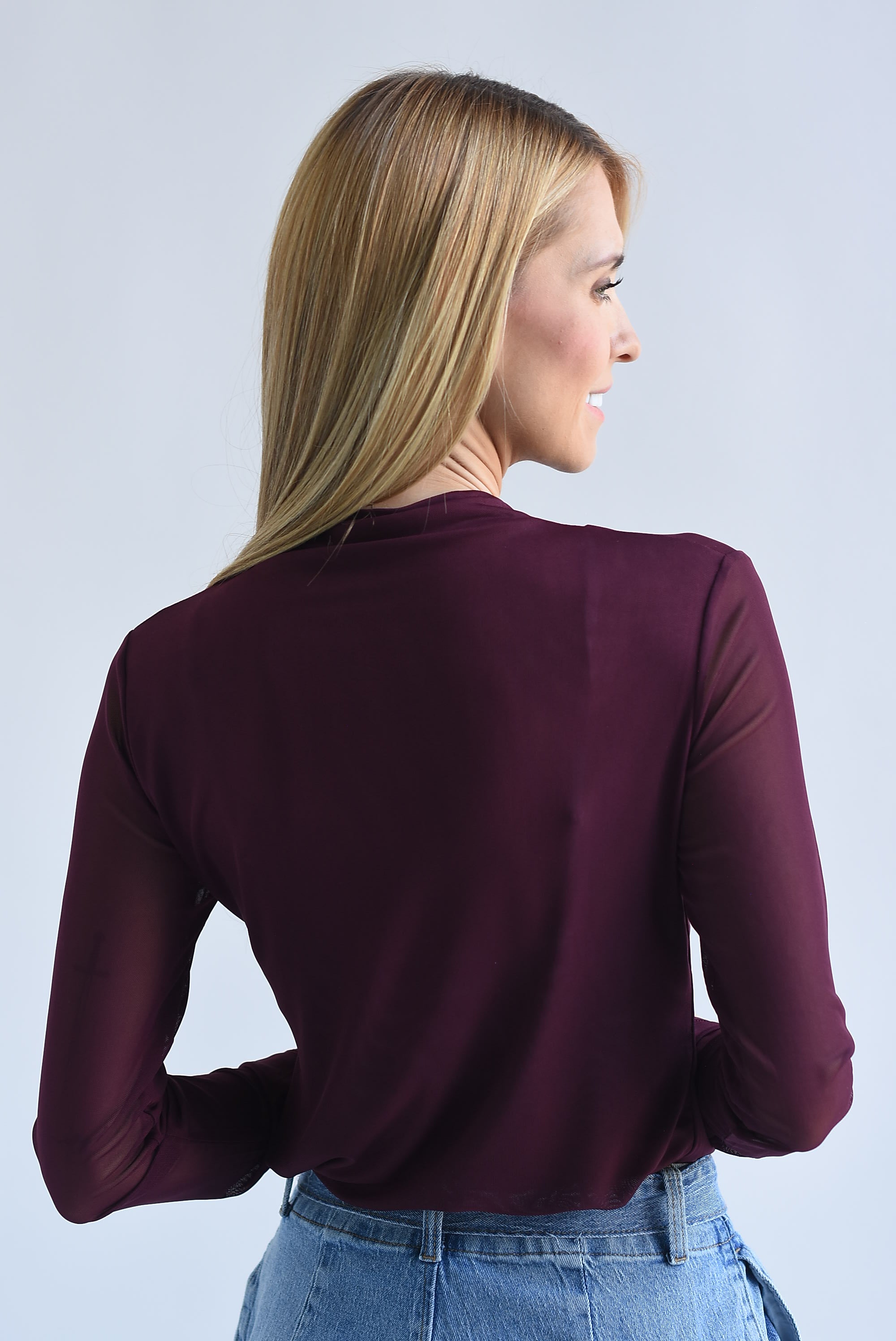Blusa mesh doble manga larga