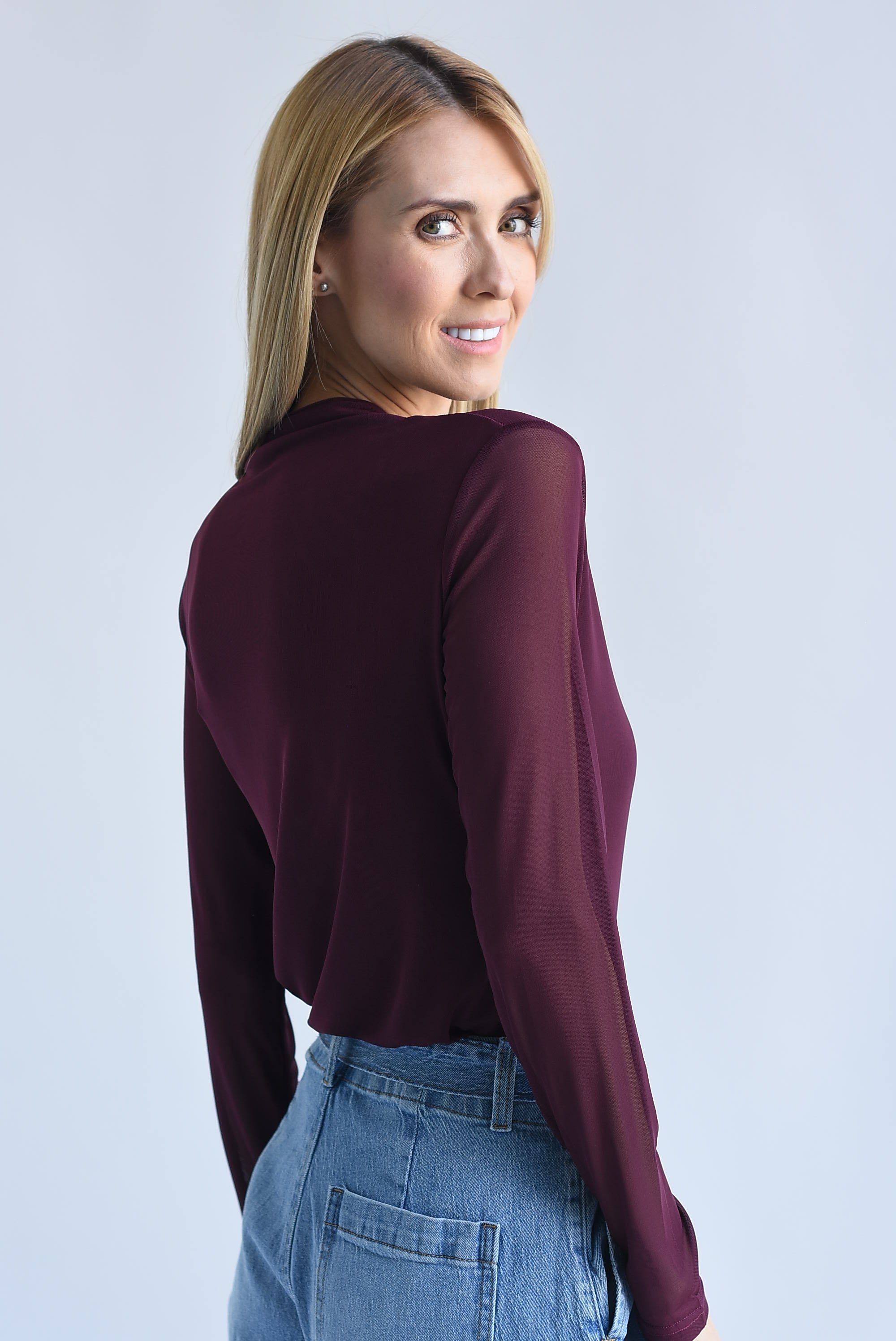 Blusa mesh doble manga larga