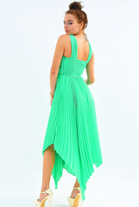 Fashion Styled Vestido halter plisado Verde