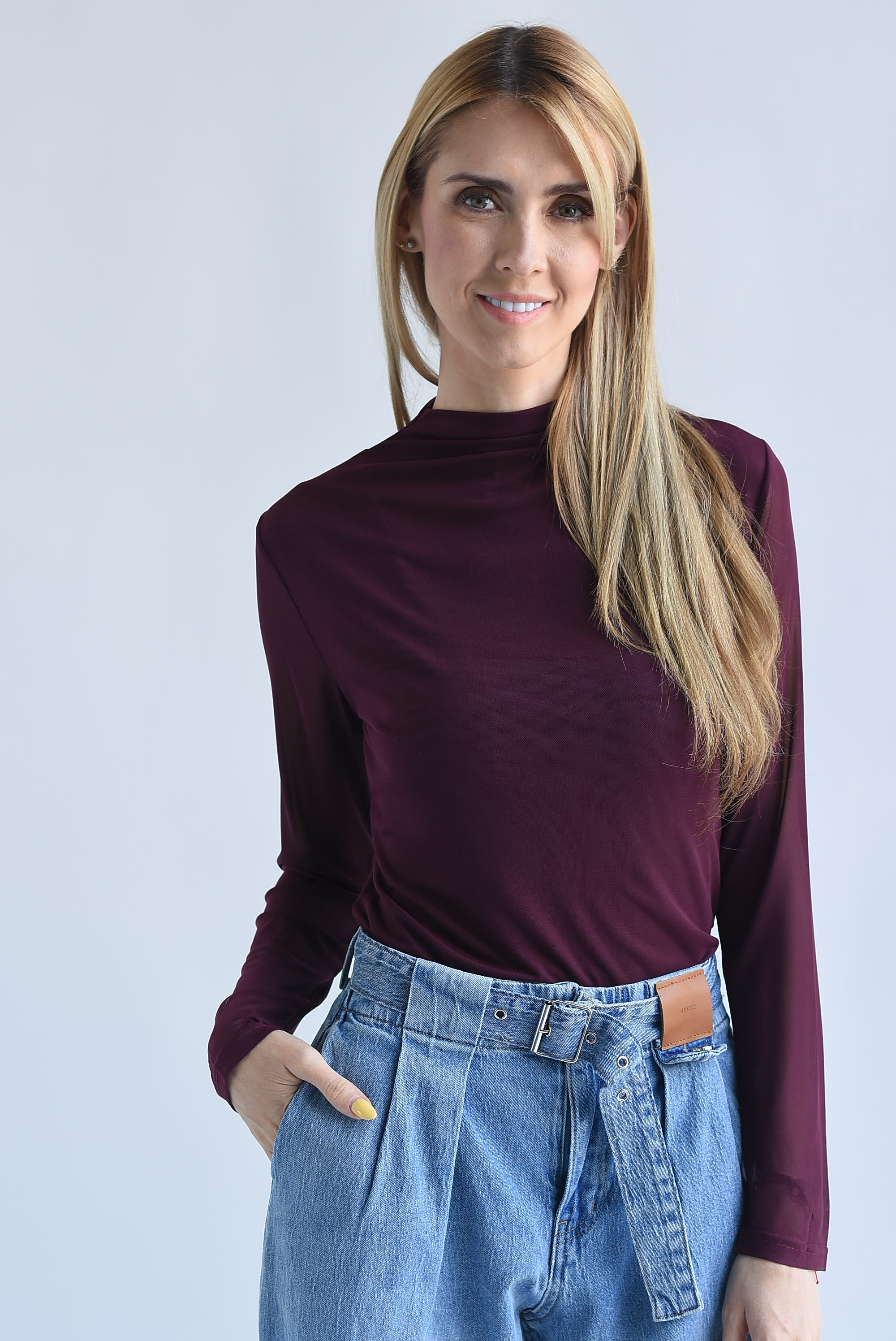 Blusa mesh doble manga larga