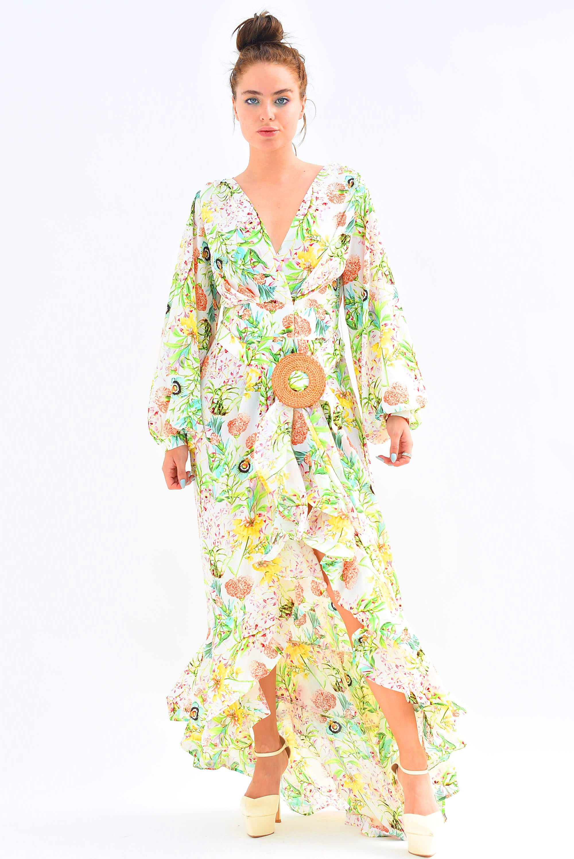 Vestido olán asimétrico Flores