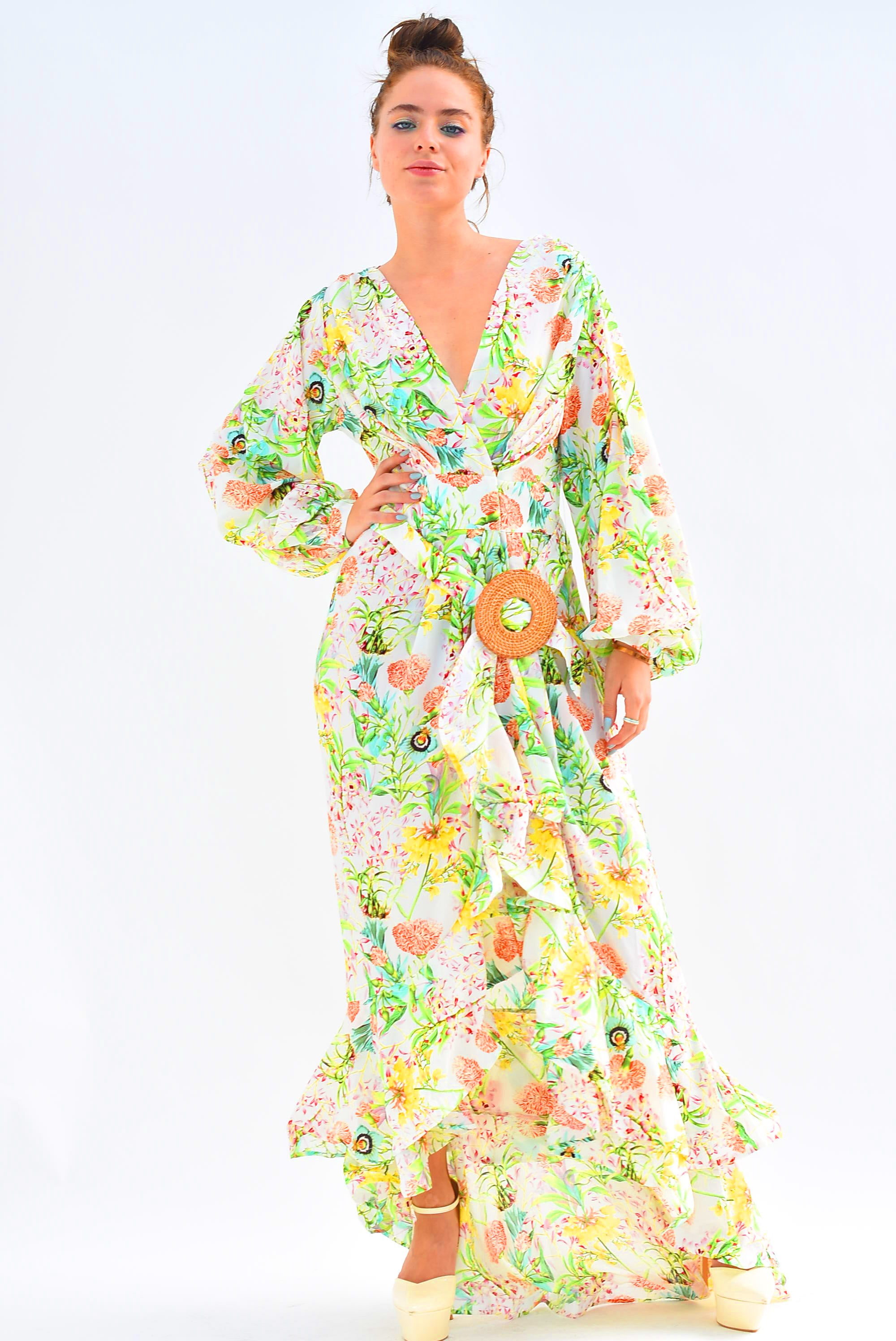 Vestido olán asimétrico Flores