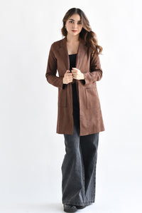 Fashion Styled Blazer largo suede Chocolate