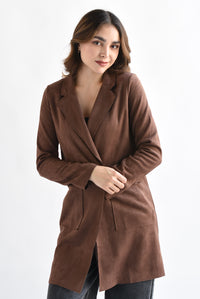 Fashion Styled Blazer largo suede Chocolate