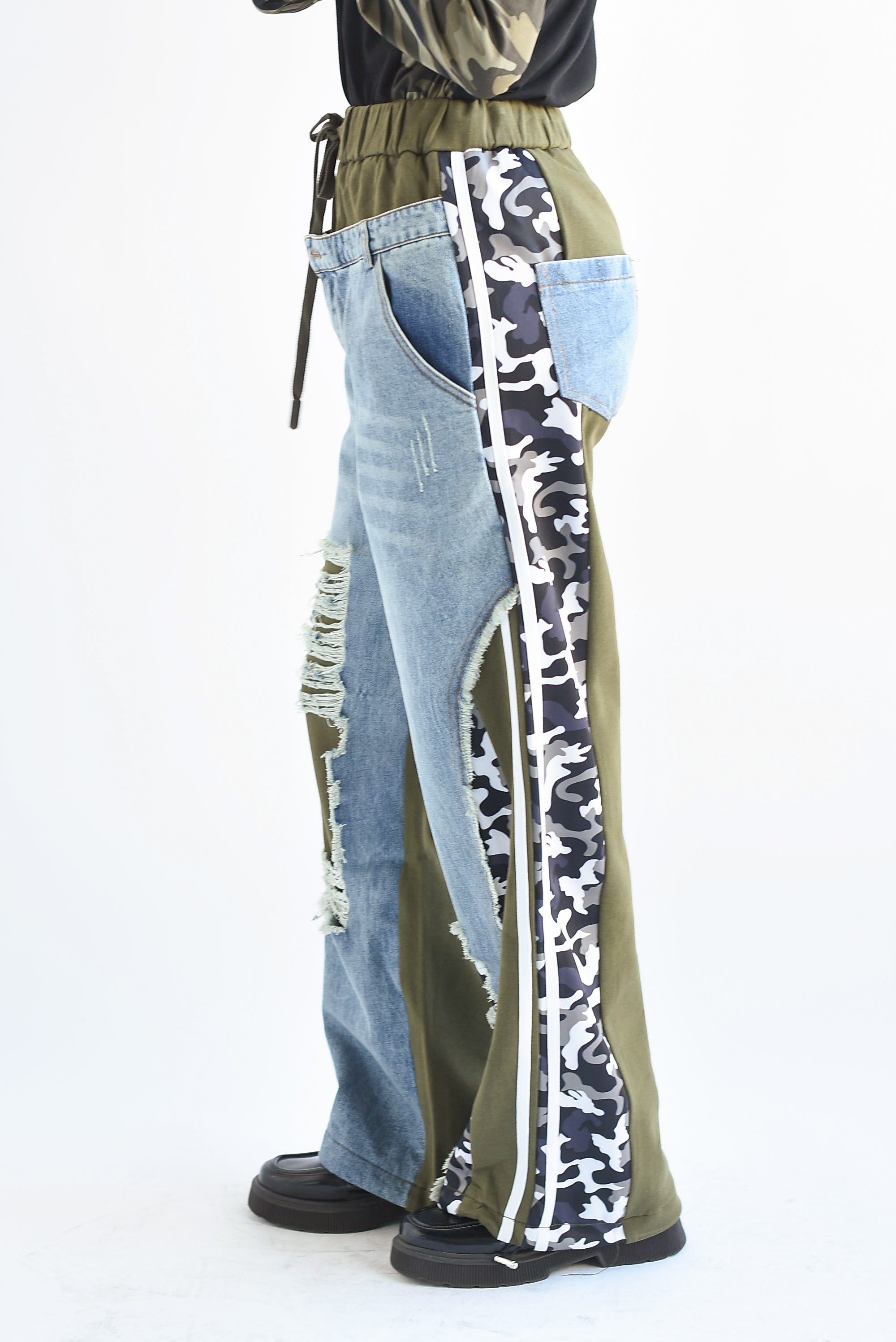 Pantalón Denim track Verde Olivo