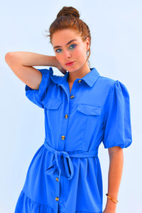 Fashion Styled Vestido camisero corto Azul