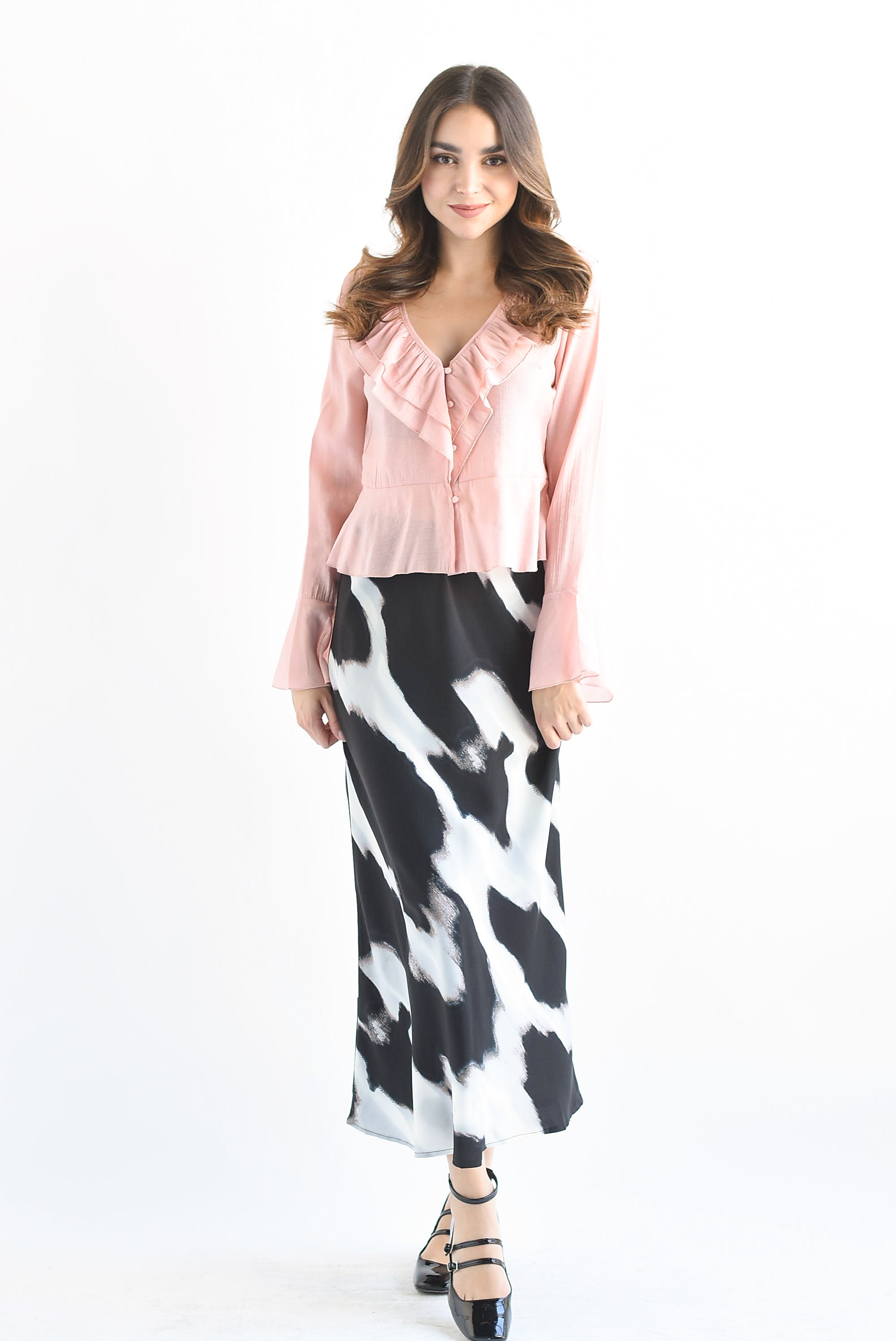 Falda midi animal print Gris