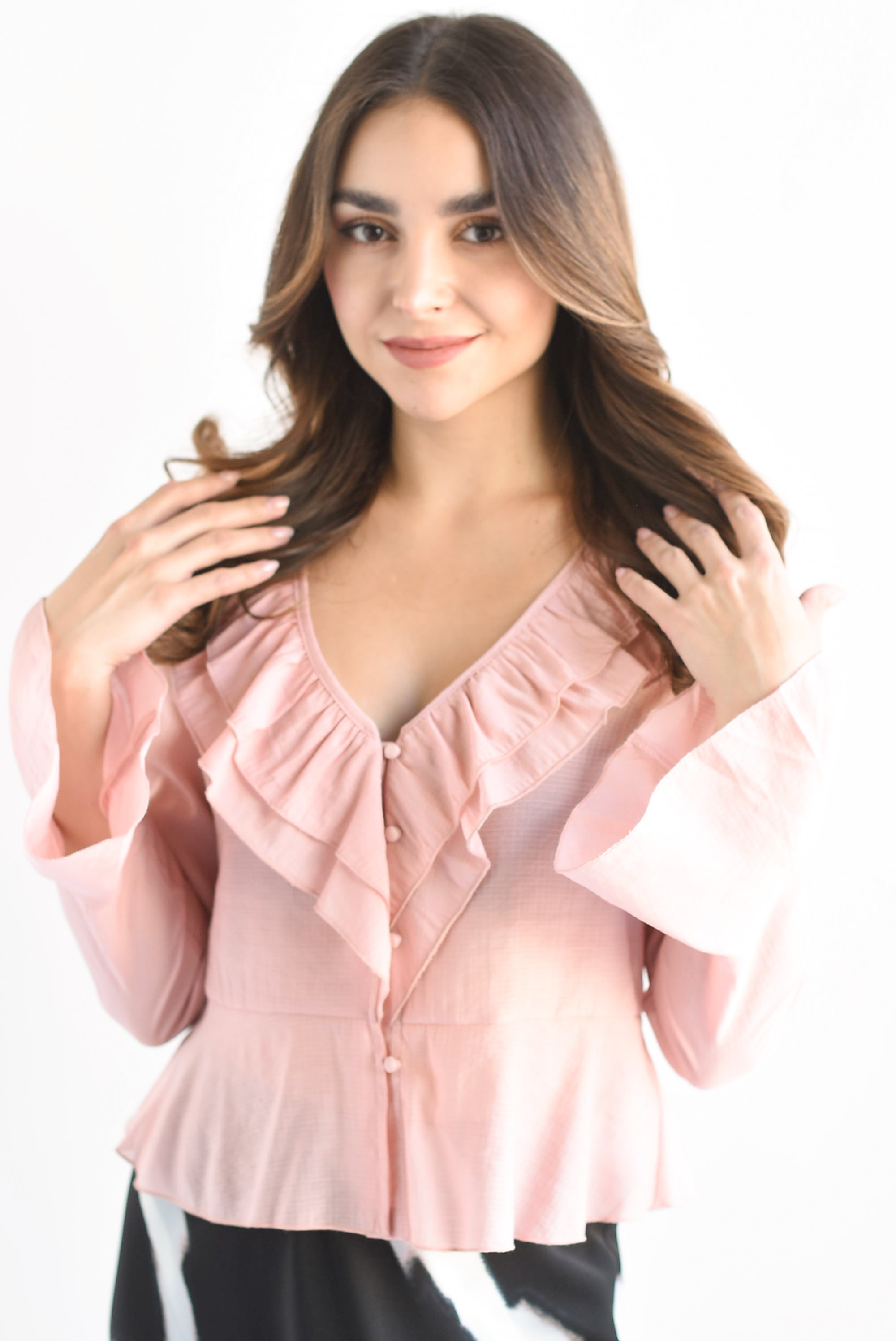 Blusa manga larga olanes Rosa