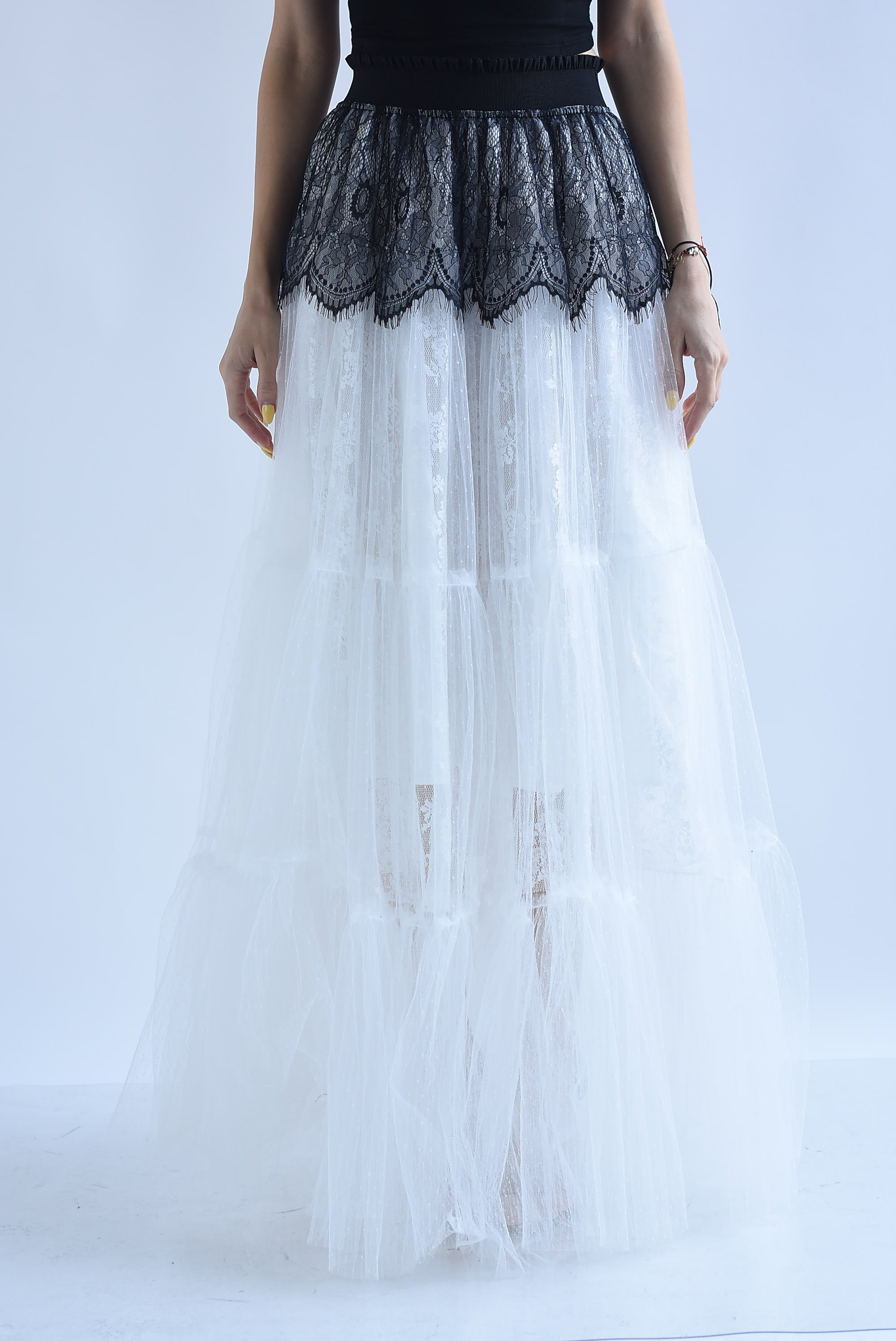 Falda tulle pretina encaje