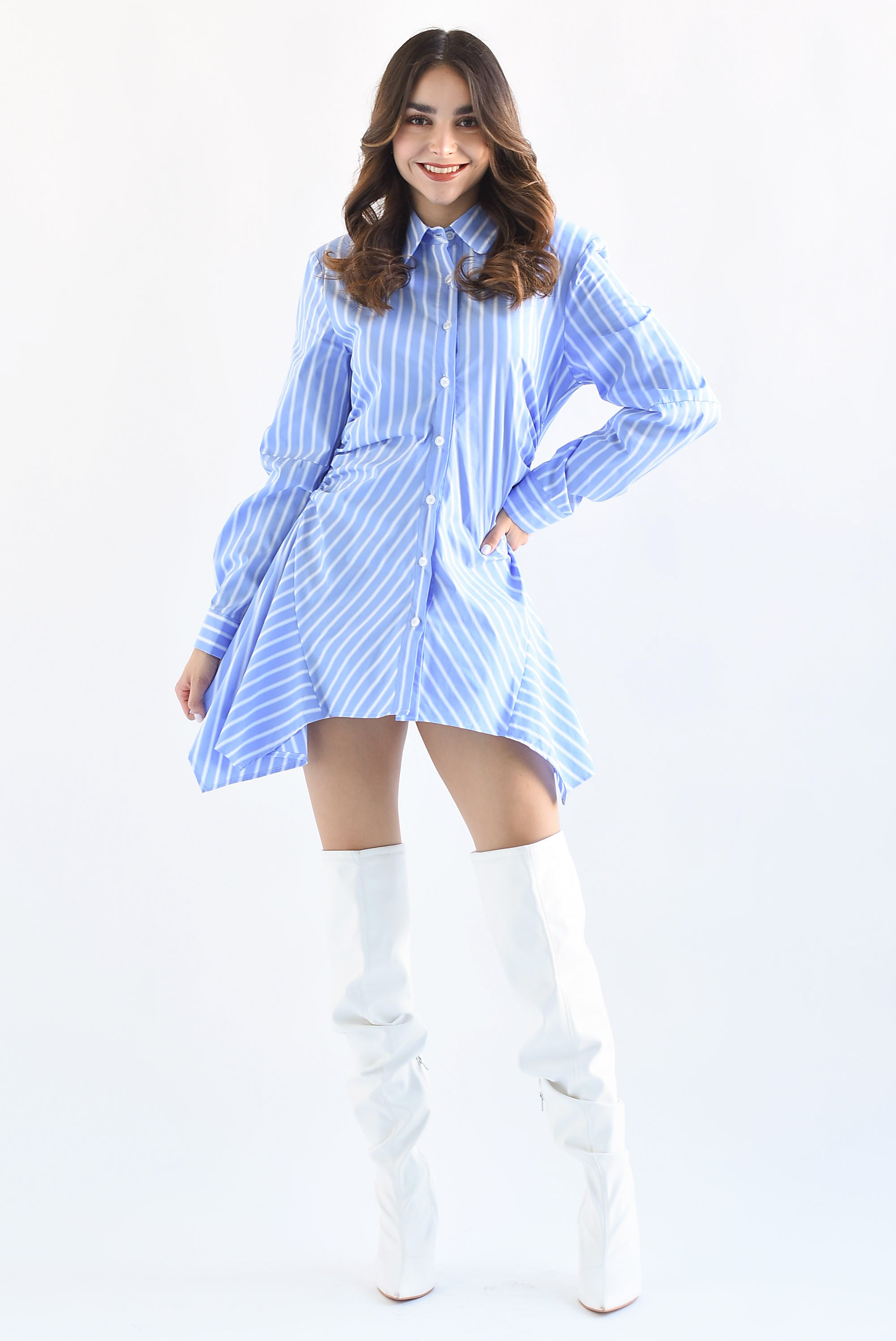 Vestido camisa rayas Azul