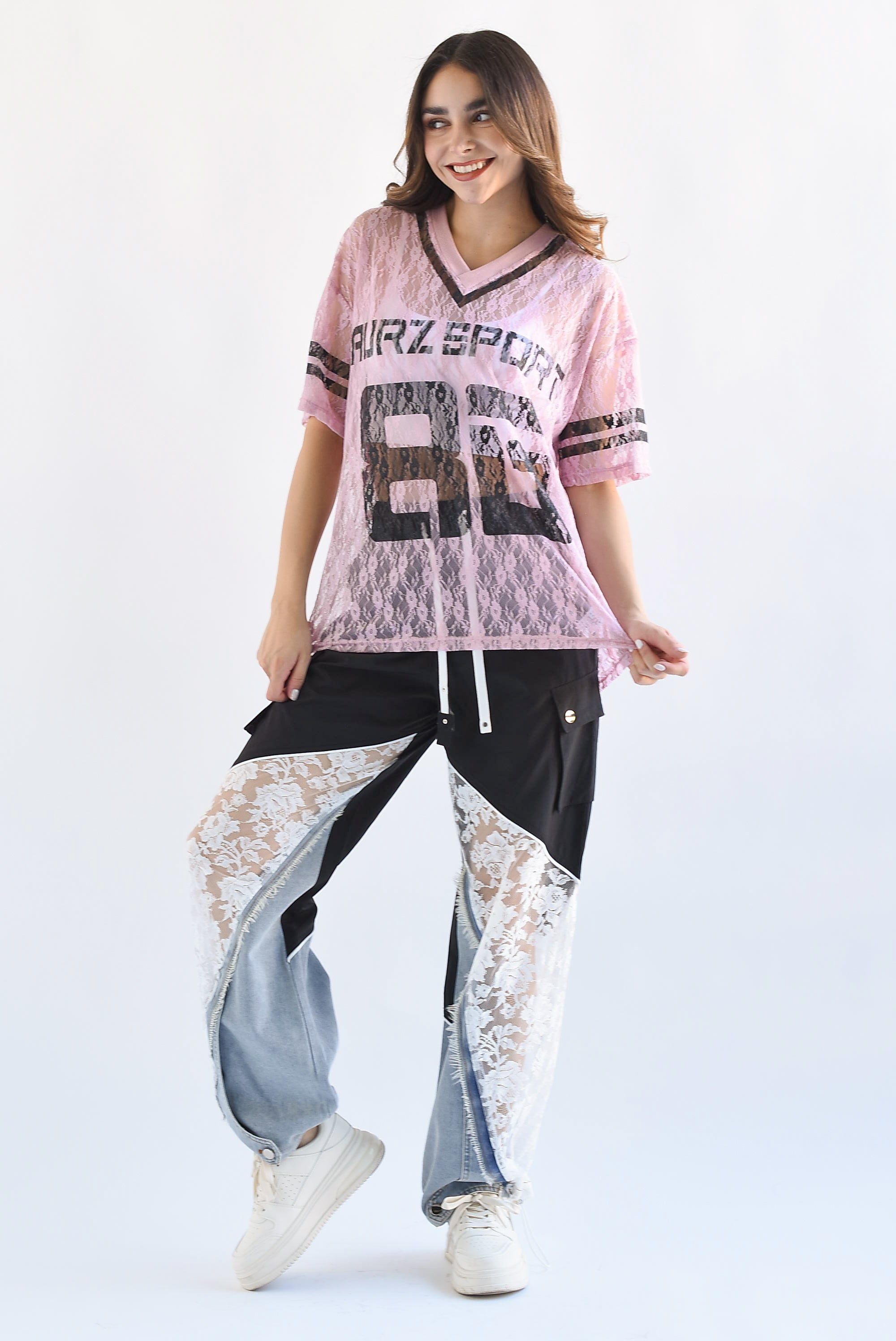 Pantalón cargo Encaje Denim Negro