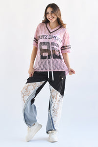 Fashion Styled Pantalón cargo Encaje Denim Negro