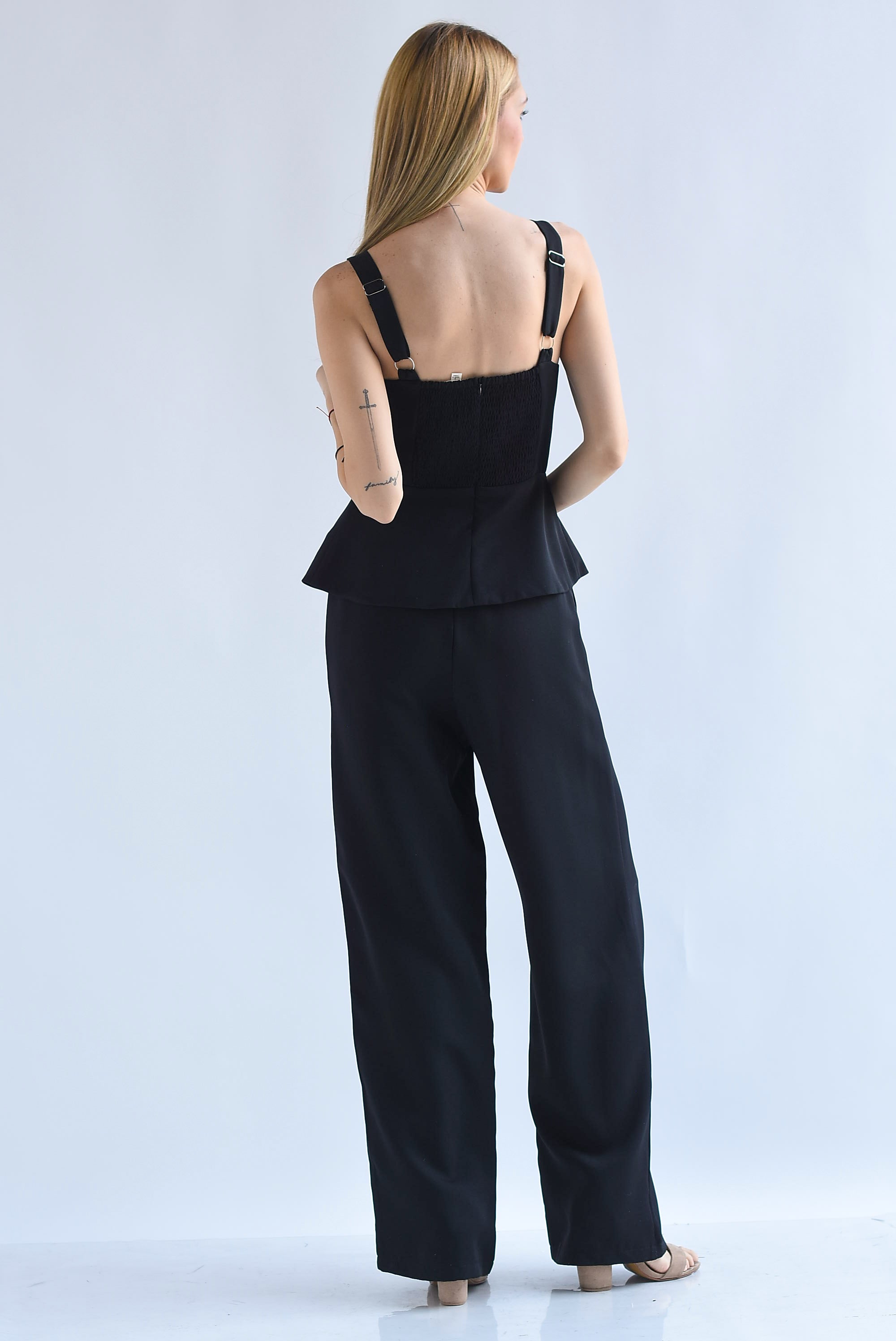 Set Pantalón y Blusa peplum piedra
