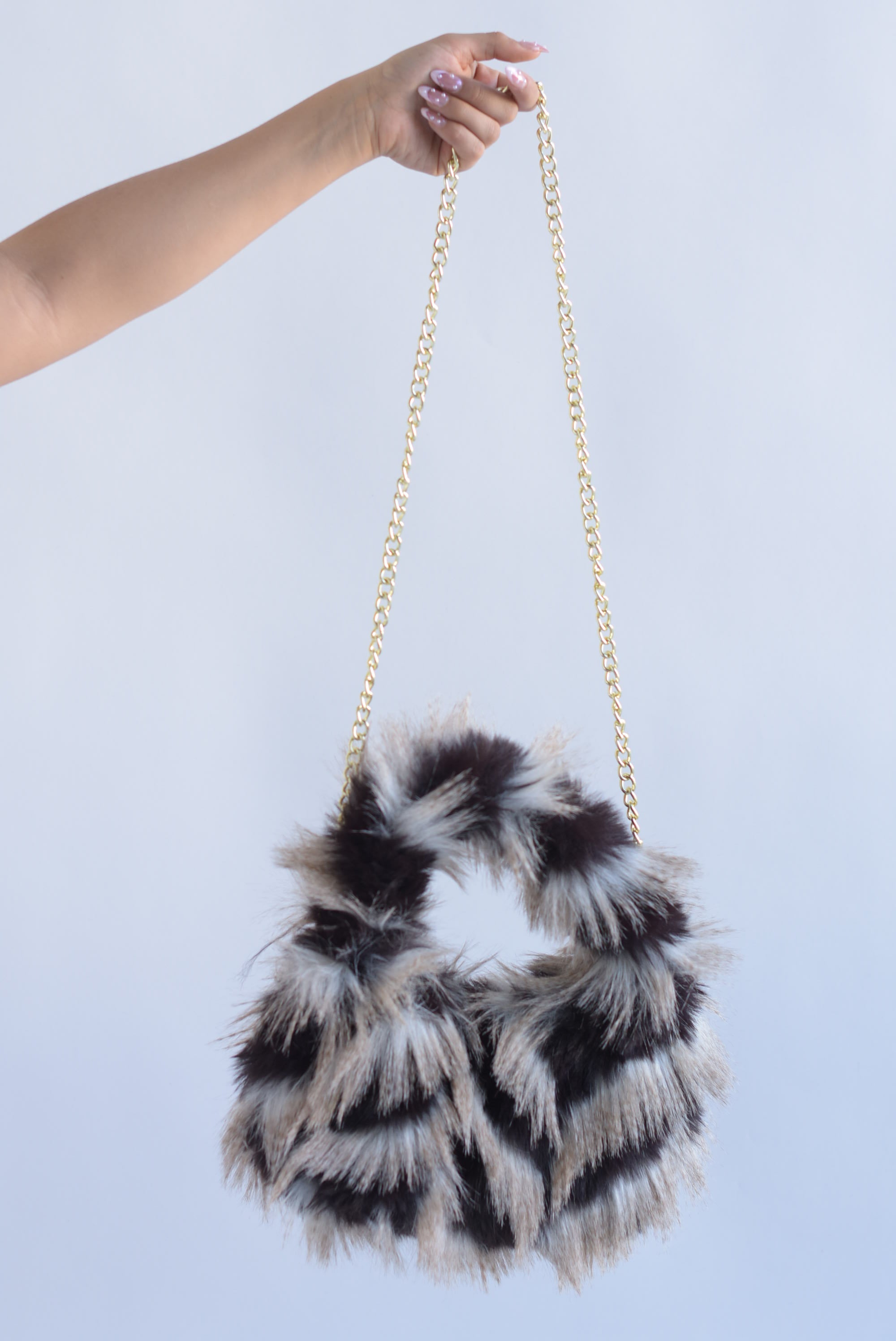 Bolso boho fur animal print Espresso