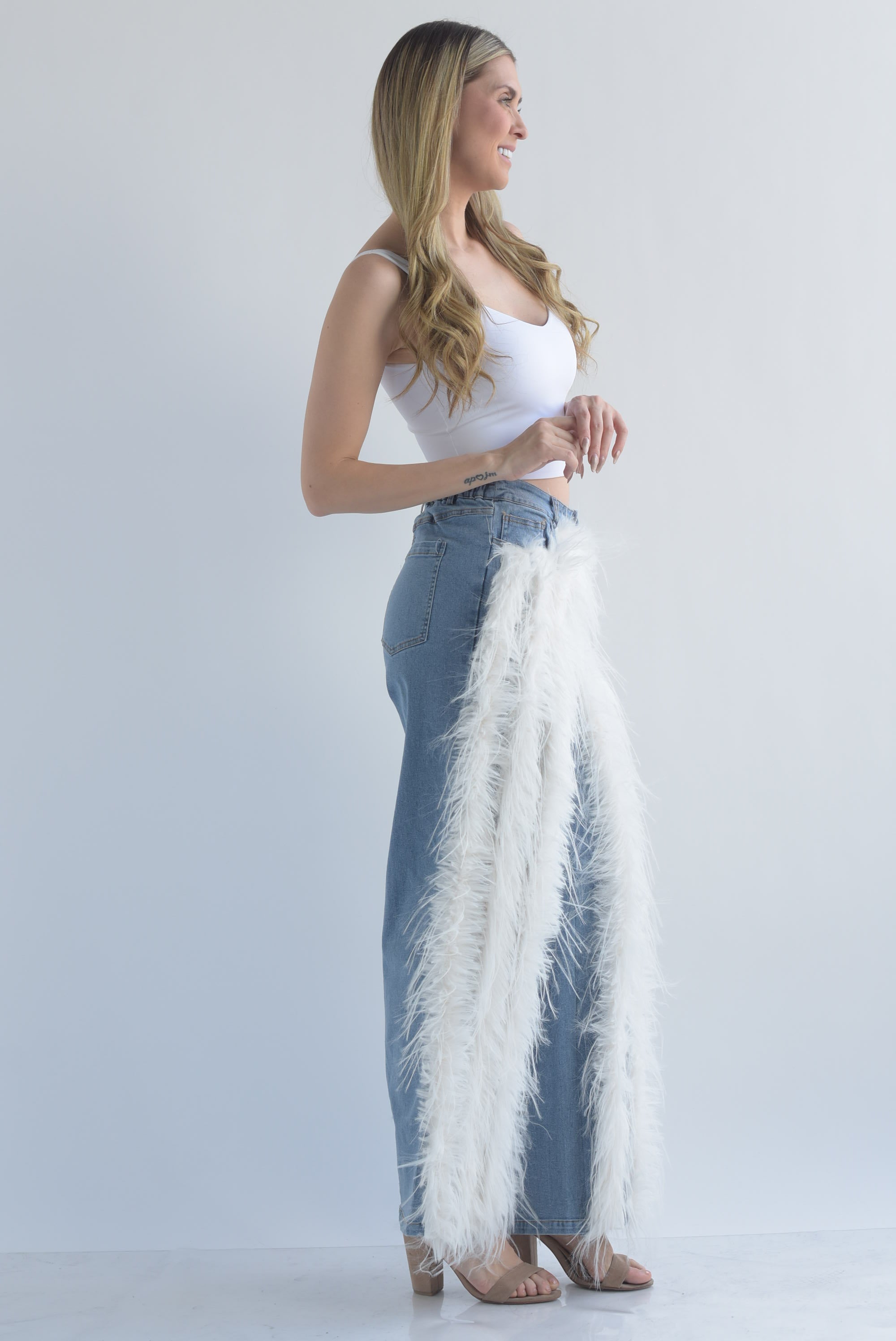 Jeans fur pelo largo