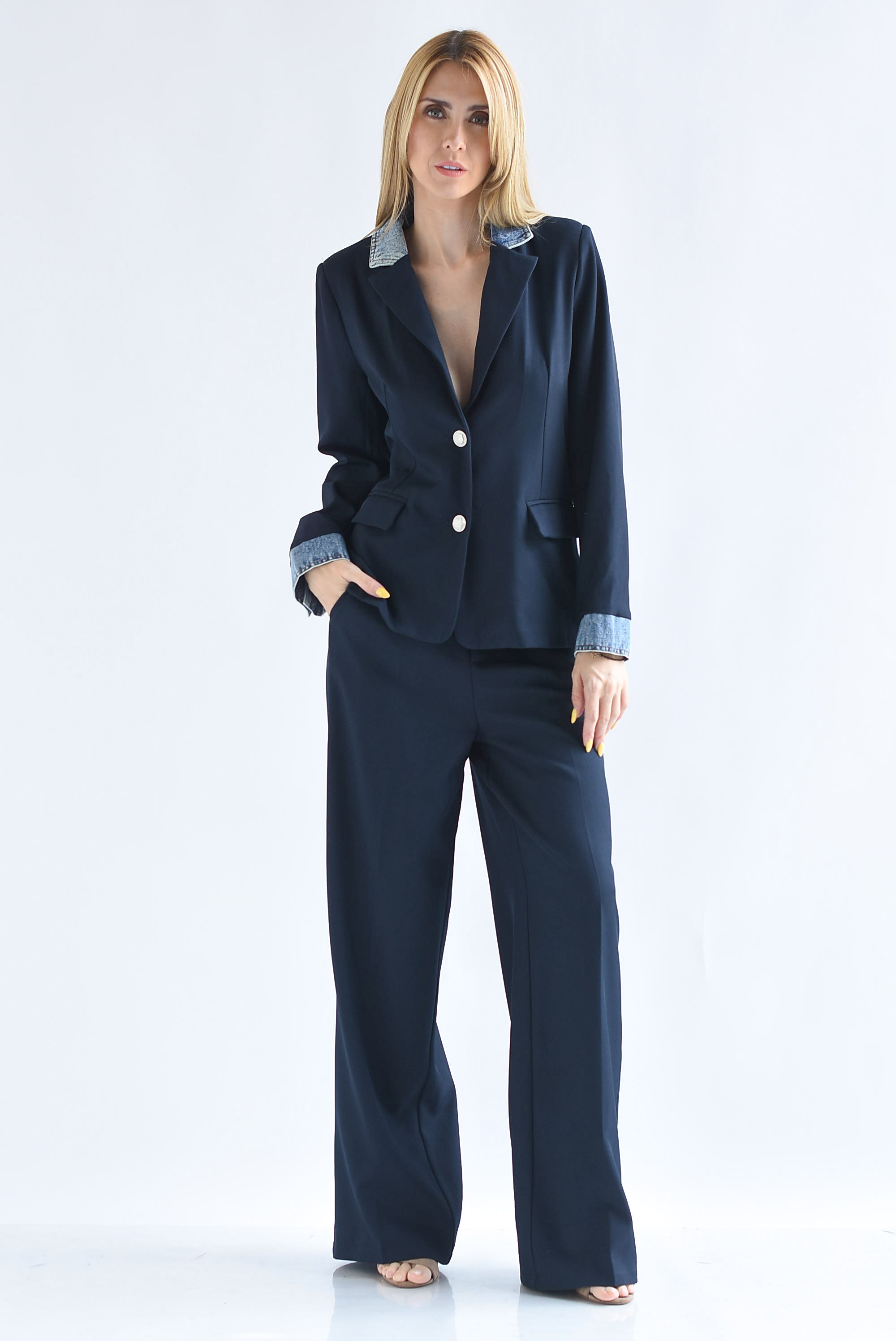 Set Pantalón sastre y Blazer con Denim