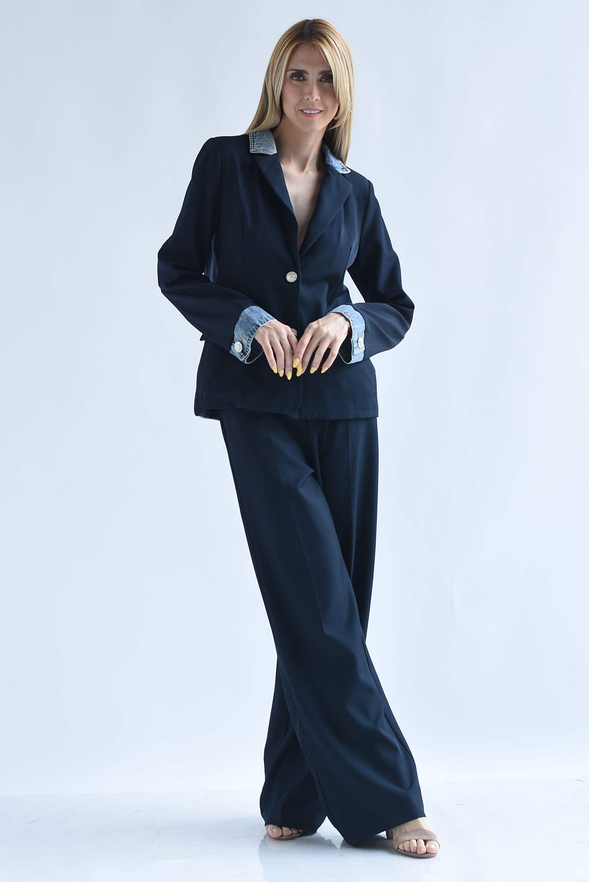 Set Pantalón sastre y Blazer con Denim