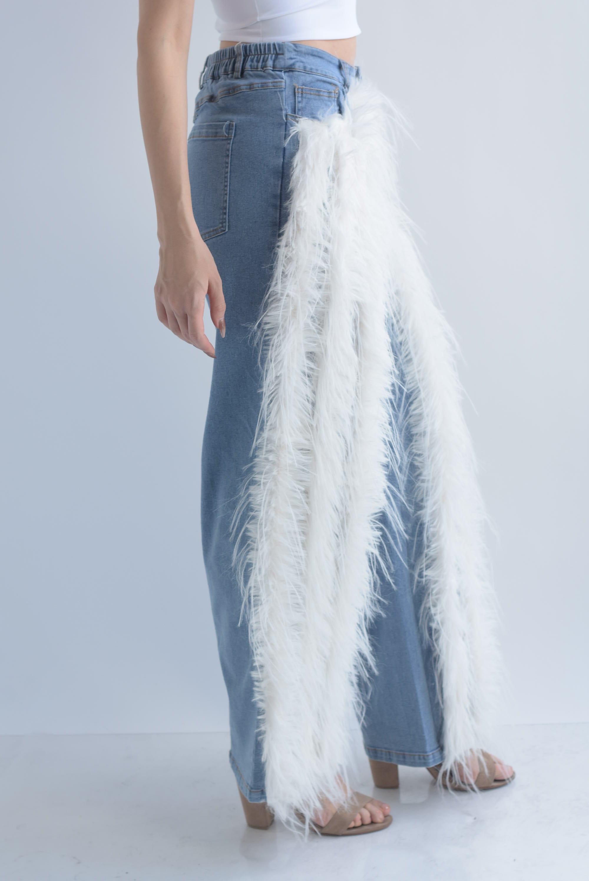 Jeans fur pelo largo