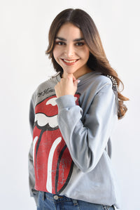 Fashion Styled Sudadera Rolling Stones hombreras Gris