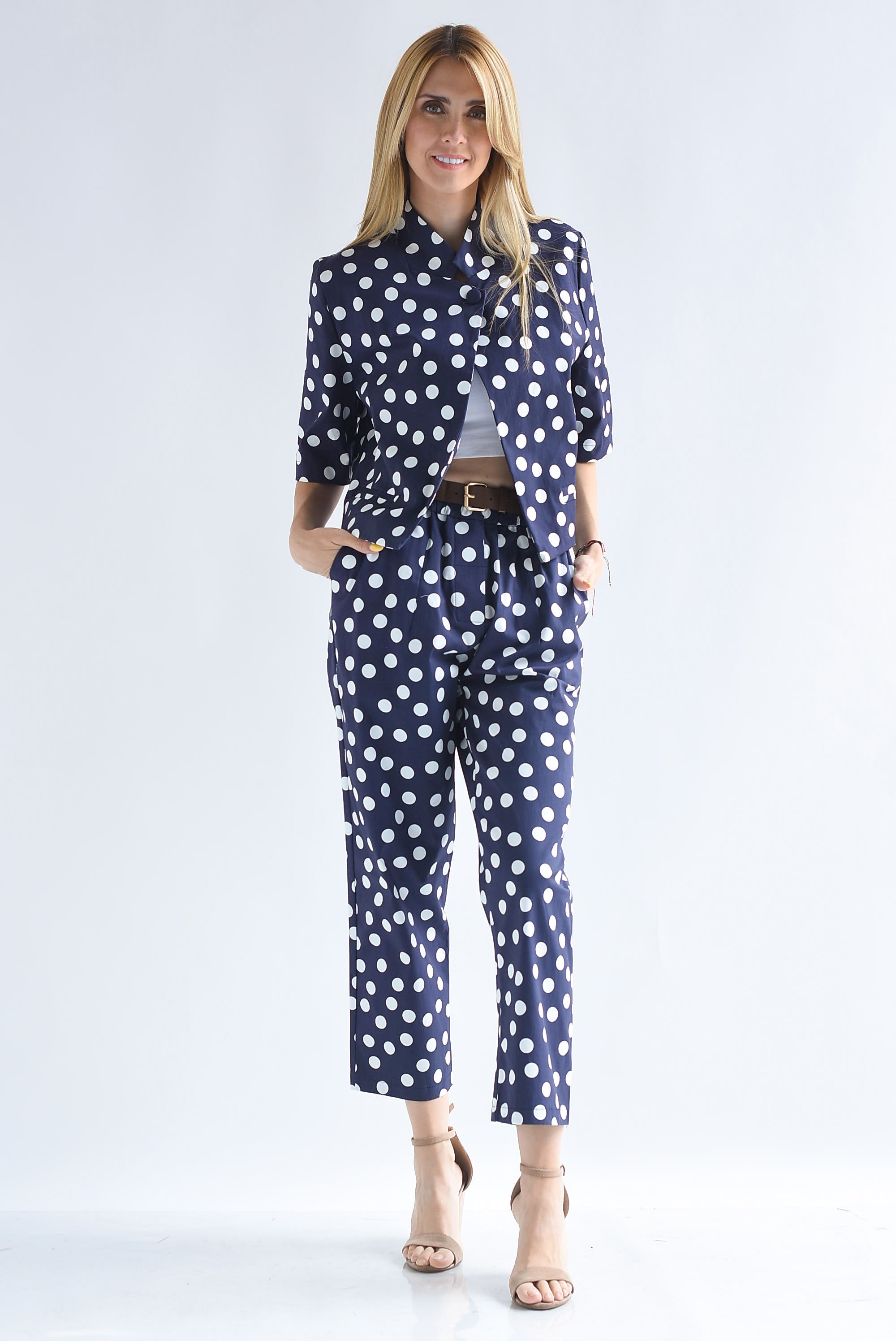 Set Pantalón y Blazer cruzado polka dots