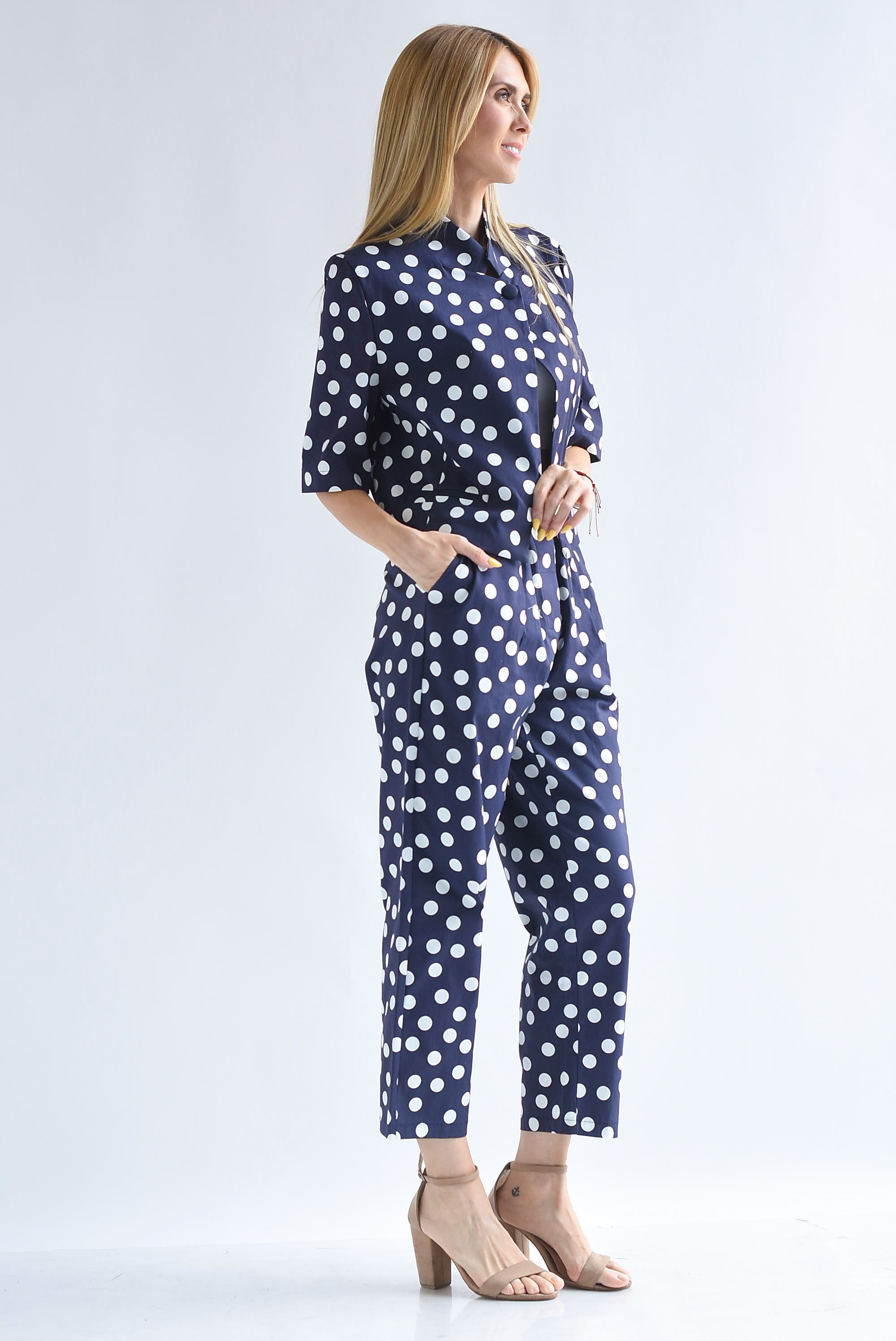 Set Pantalón y Blazer cruzado polka dots