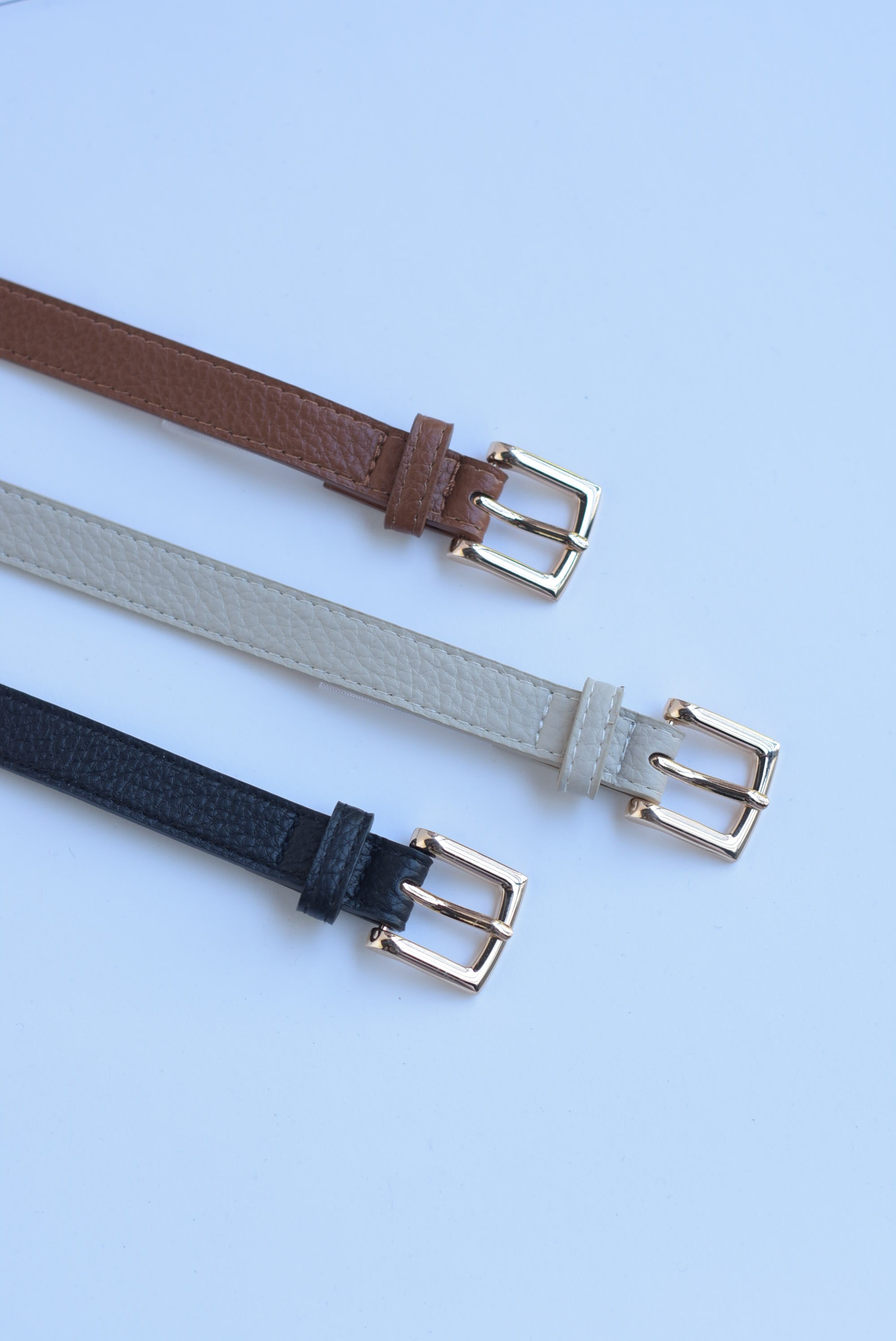 Set Cinturones estrechos Negro Café Ivory