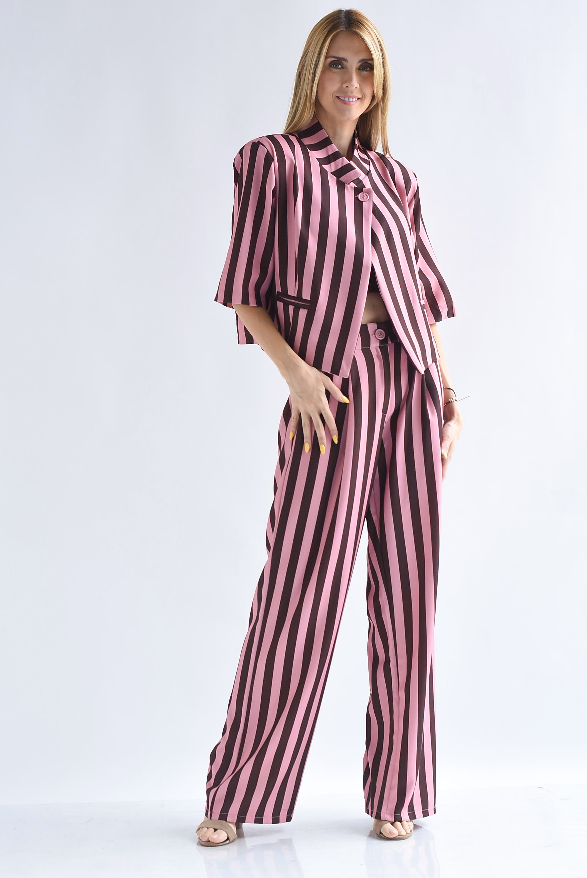 Set Pantalón  y Blazer cruzado rayas
