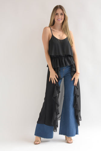 Maxi blusa tirantes olanes Negro