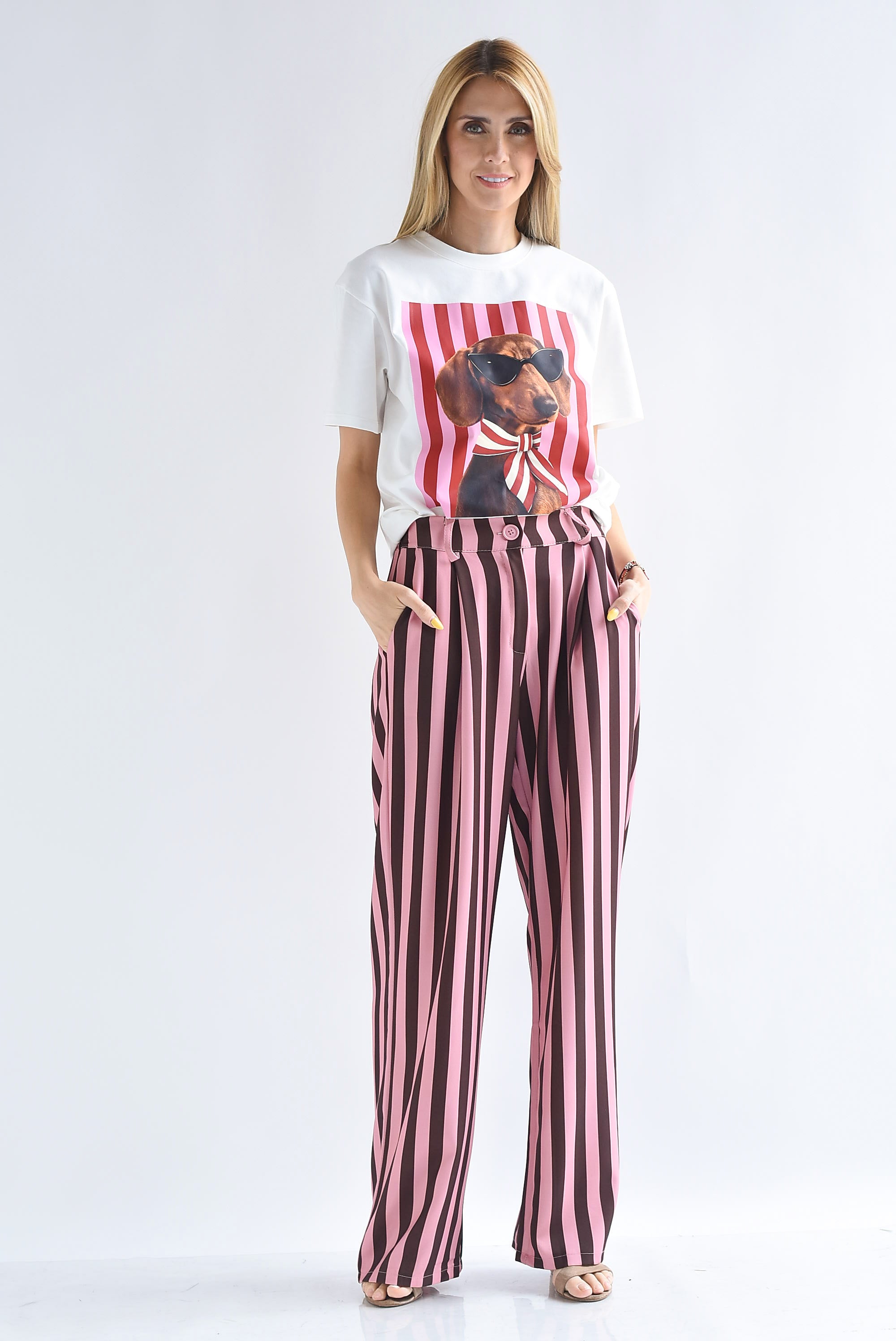 T-Shirt perro gafas rayas