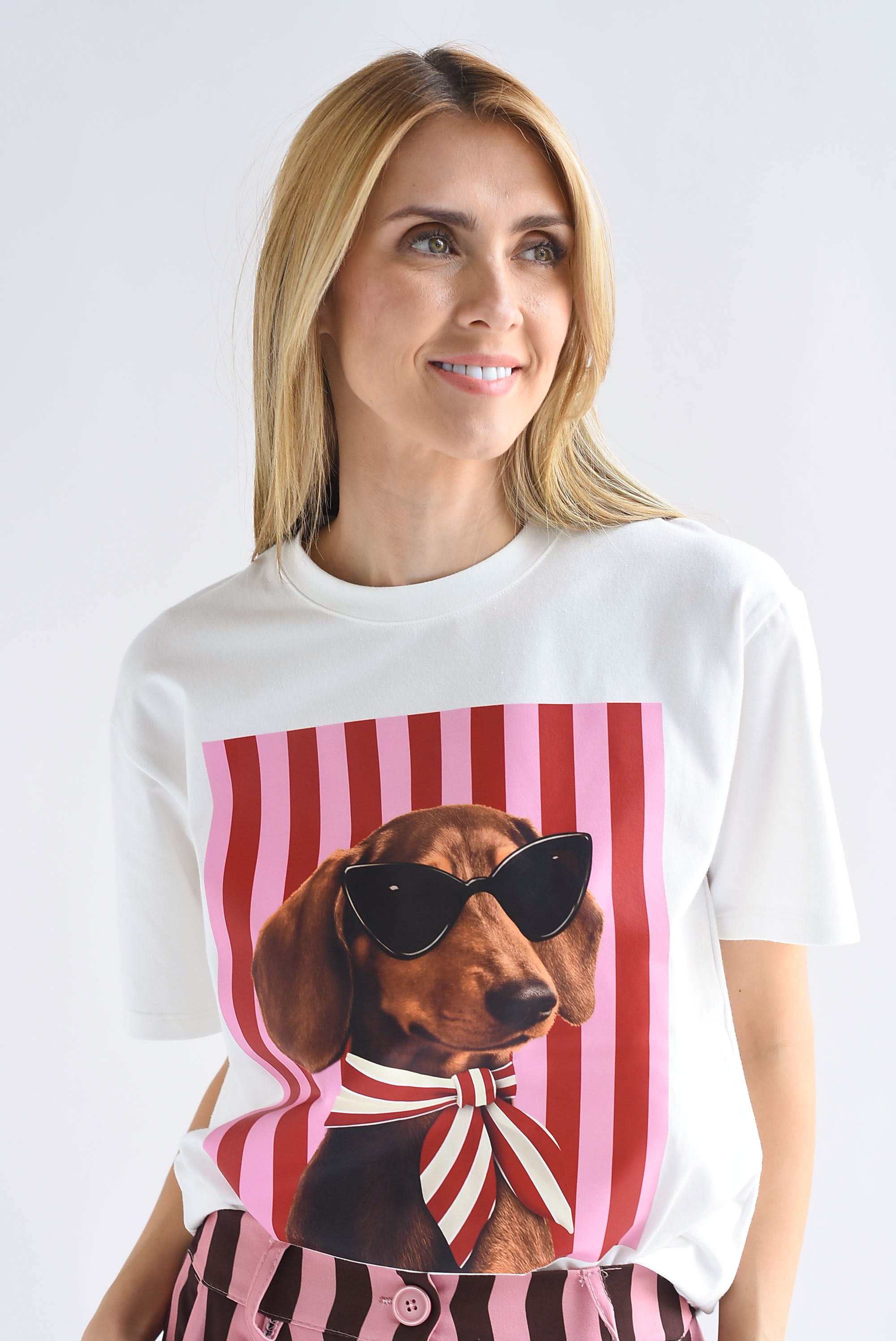 T-Shirt perro gafas rayas