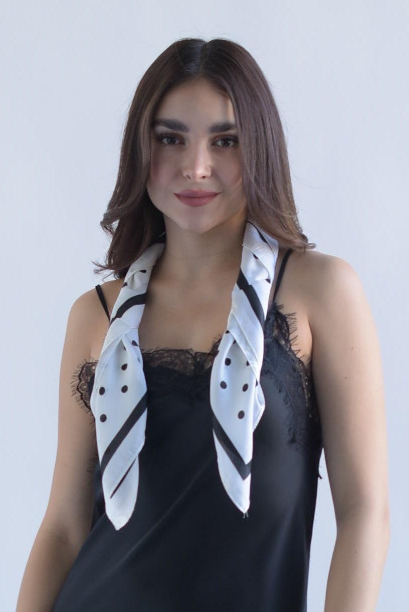 Mascada polka dots filo Blanco