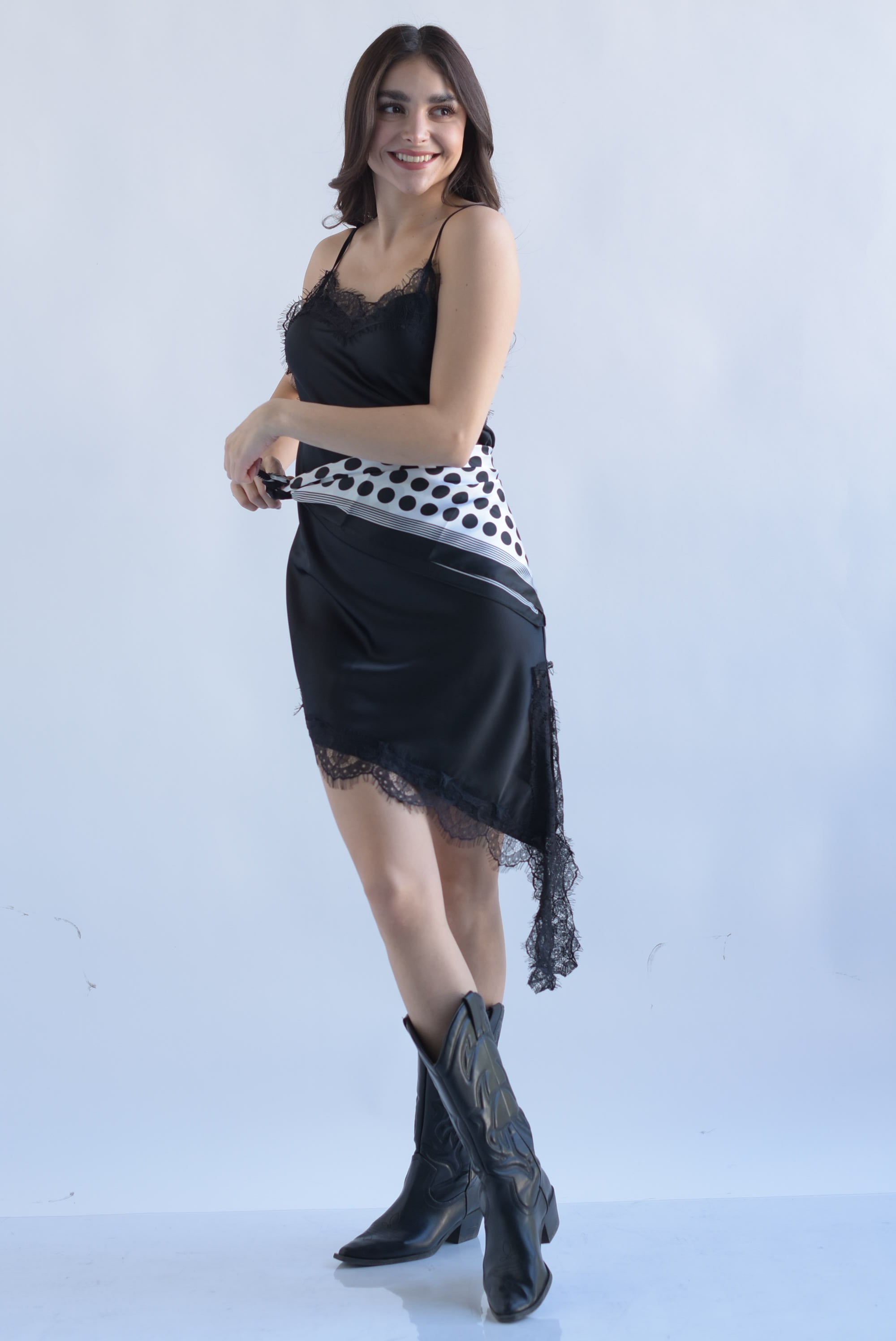 Mascada polka dots chunky filos Blanco